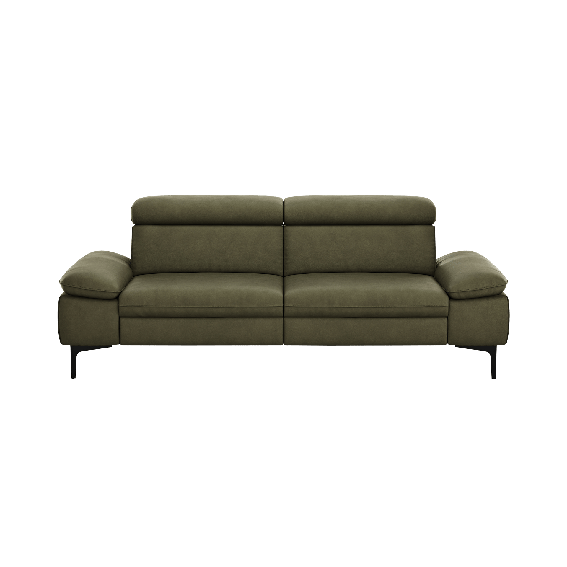 Global wohnen Sofa 3-Sitzer Felipa Leder Retro Olive Rücken echt, Kopfteilverstellung Global wohnen Sofa 3-Sitzer Felipa Leder Retro Olive Rücken echt, Kopfteilverstellung
