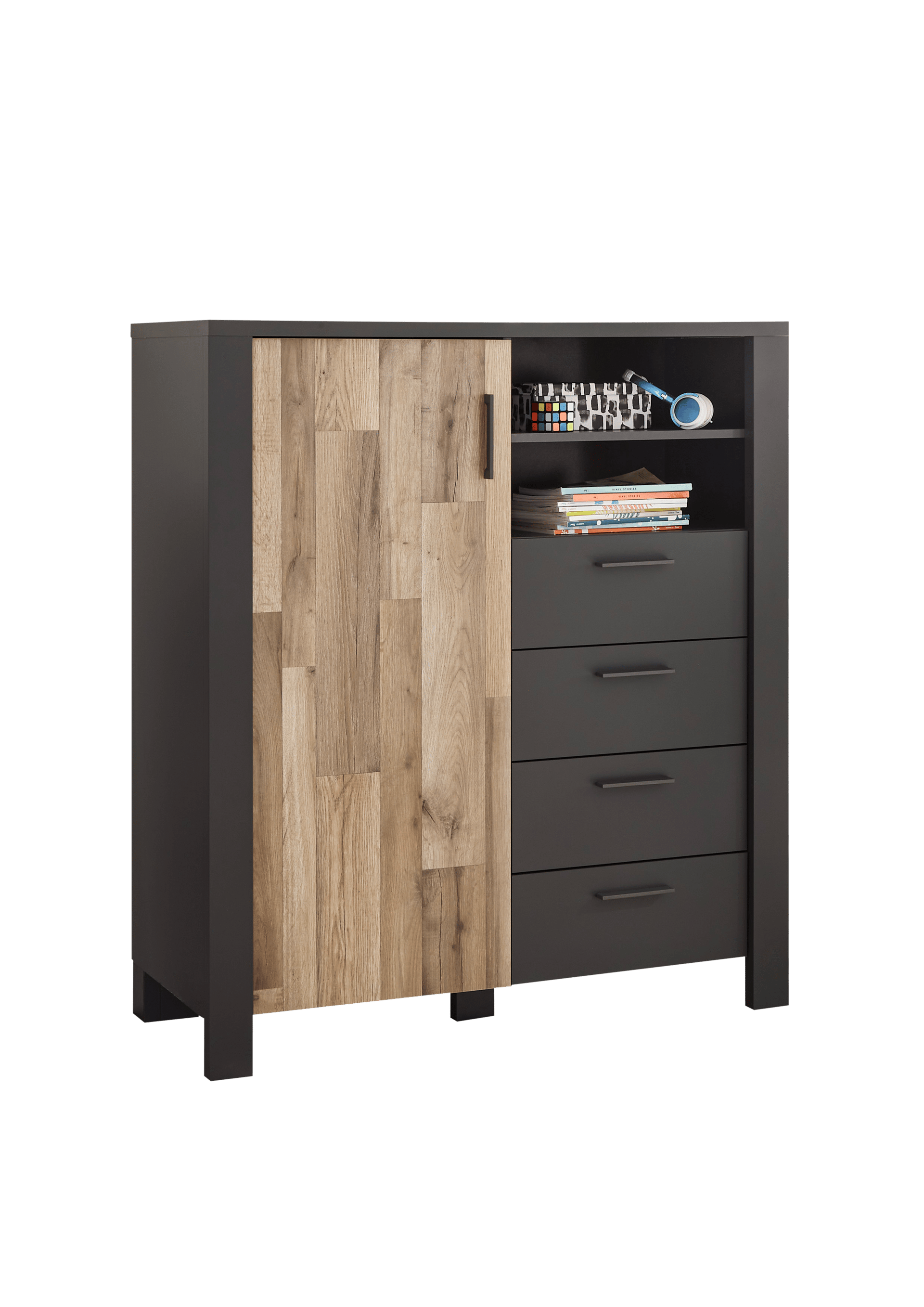Coolfurn Highboard Detroit Front Dekor Montana Oak Korpus Dekor Graphit