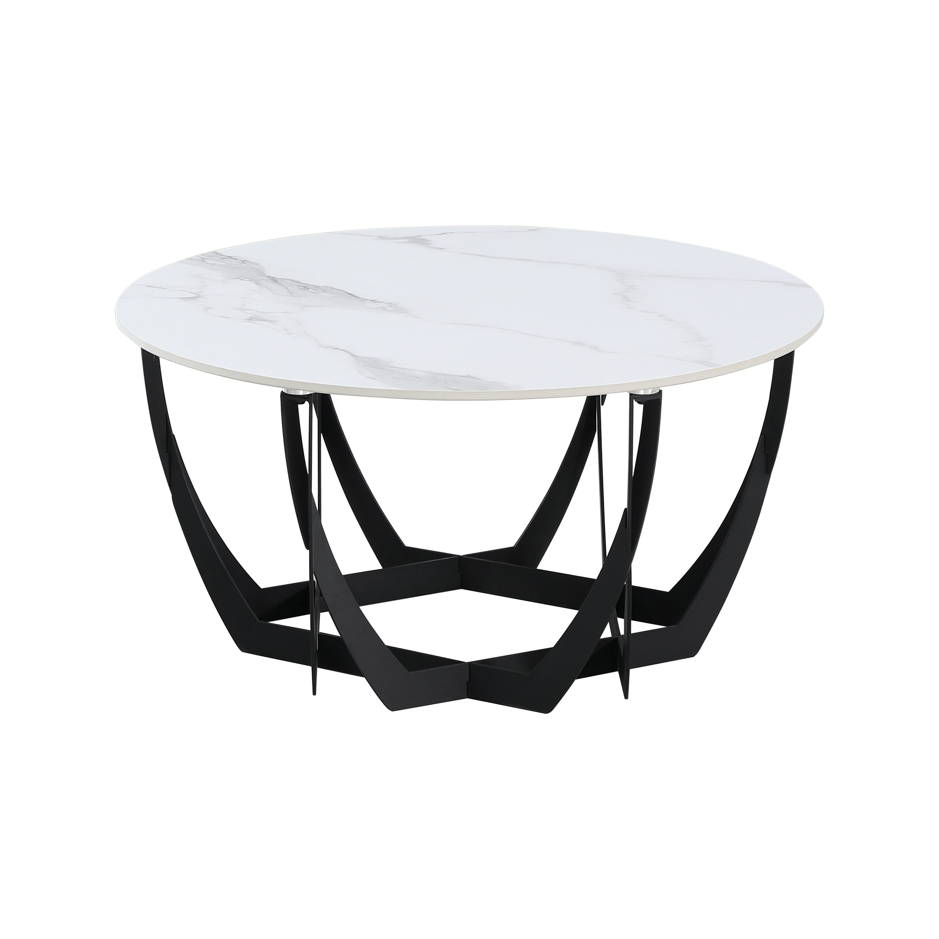 Couchtisch Giani Tischplatte Weiß Gestell Schwarz 80*80*40