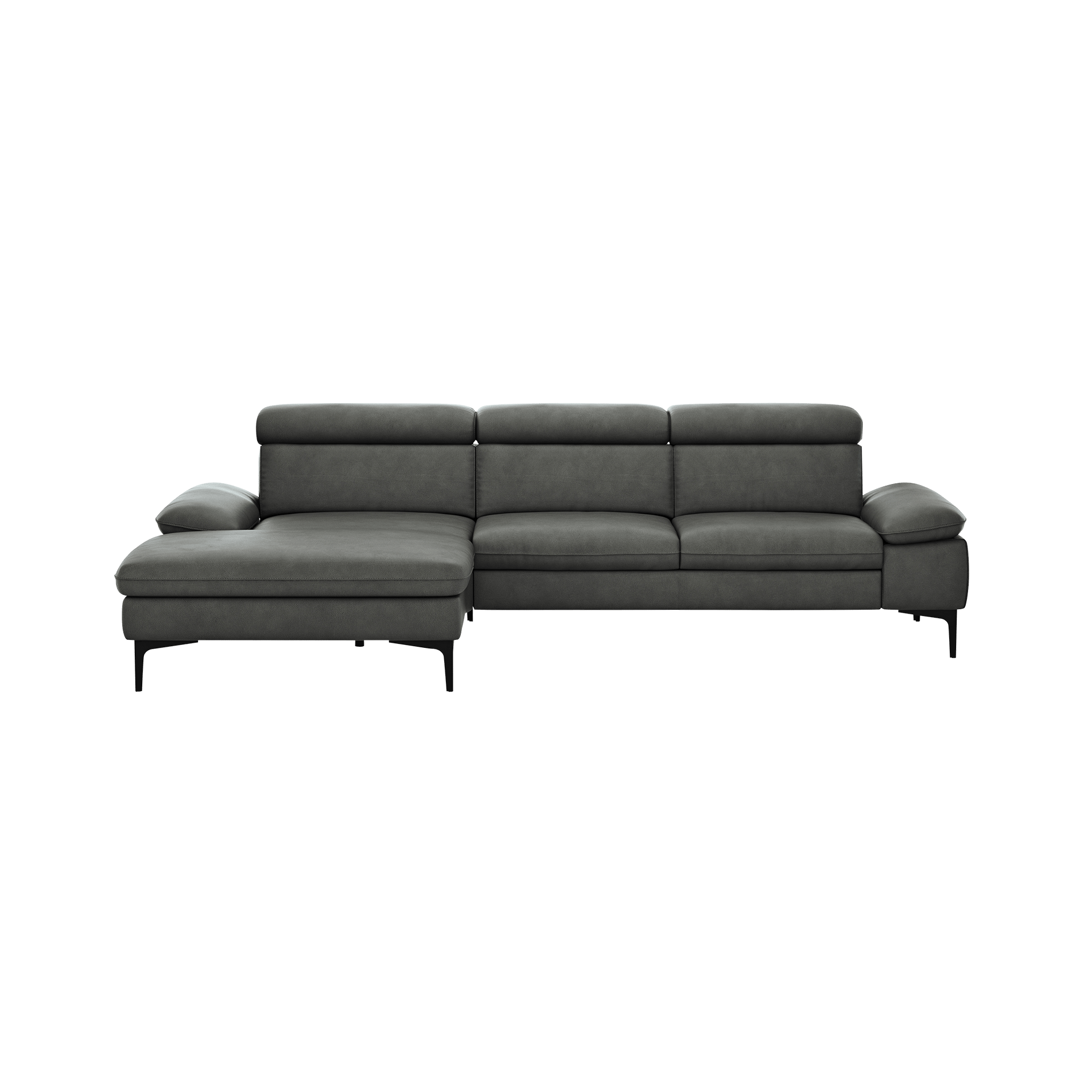 Global wohnen Ecksofa Felipa Leder Retro Grey Rücken echt, Kopfteilverstellung Global wohnen Ecksofa Felipa Leder Retro Grey Rücken echt, Kopfteilverstellung