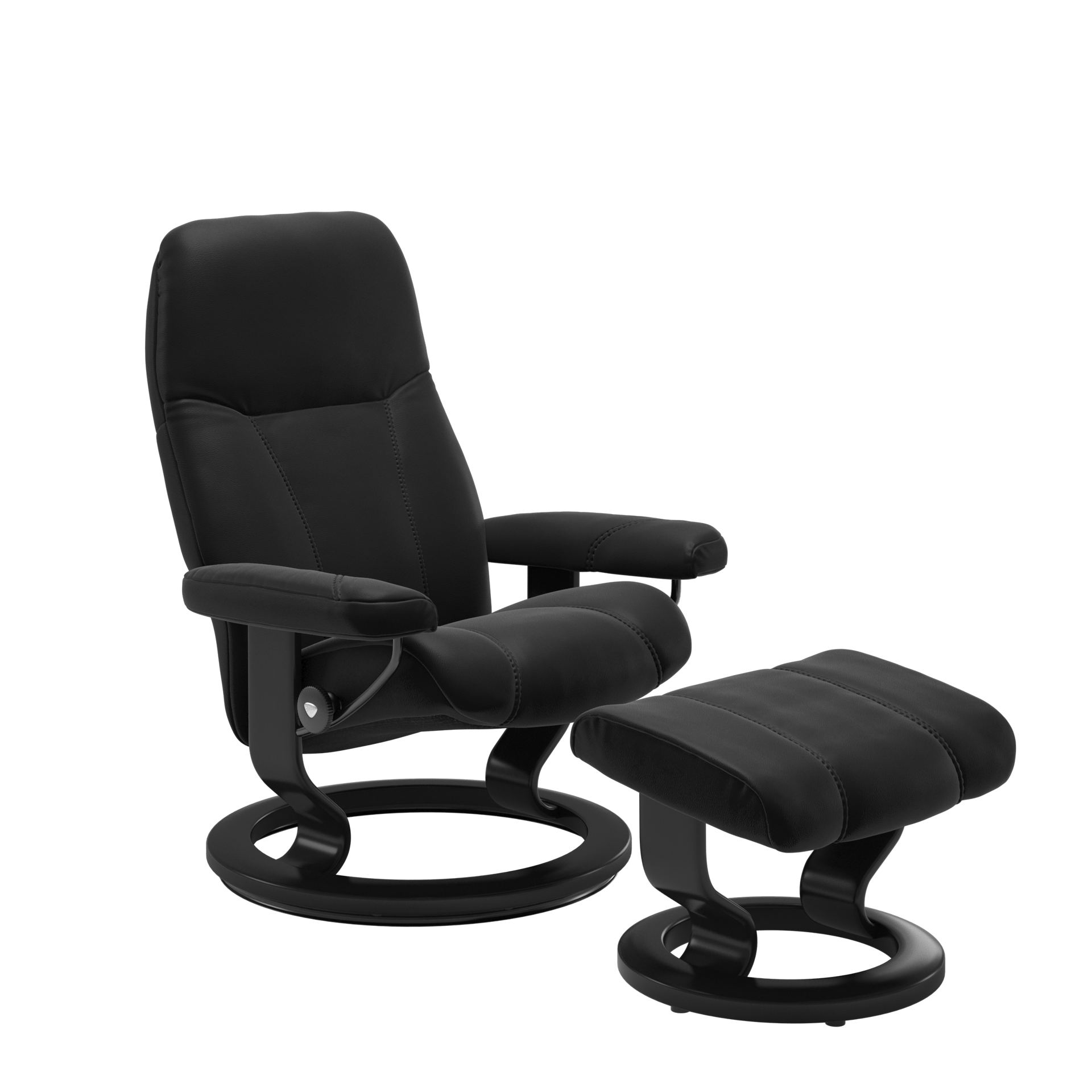 Stressless Relaxsessel mit Hocker Consul M Classic M Bezug Leder Batick Black Gestell Schwarz 05