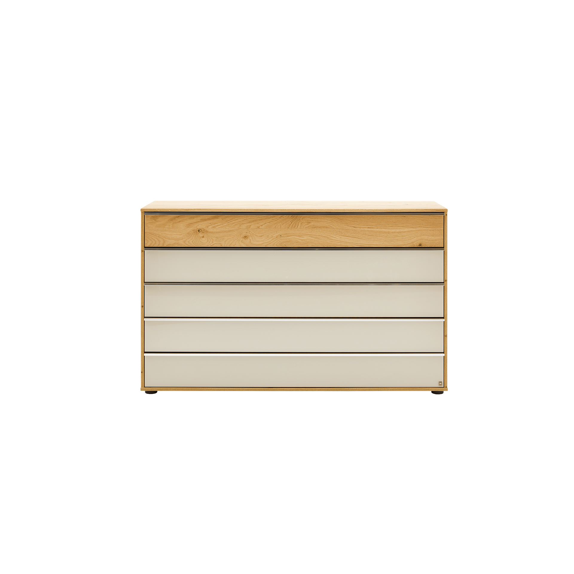 Musterring Kommode Savona 2.0 Front Glas Champagner, Korpus Bianco Eiche teilmassiv Musterring Kommode Savona 2.0 Front Glas Champagner, Korpus Bianco Eiche teilmassiv
