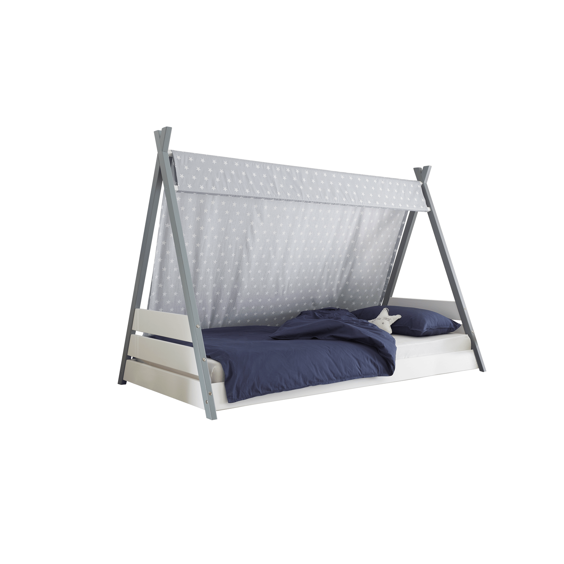 Spielbett Ypsilon Akzent Arktisgrau Gestell Weiß Himmel Grau mit Sternenmuster 90x200 cm Spielbett Ypsilon Akzent Arktisgrau Gestell Weiß Himmel Grau mit Sternenmuster 90x200 cm