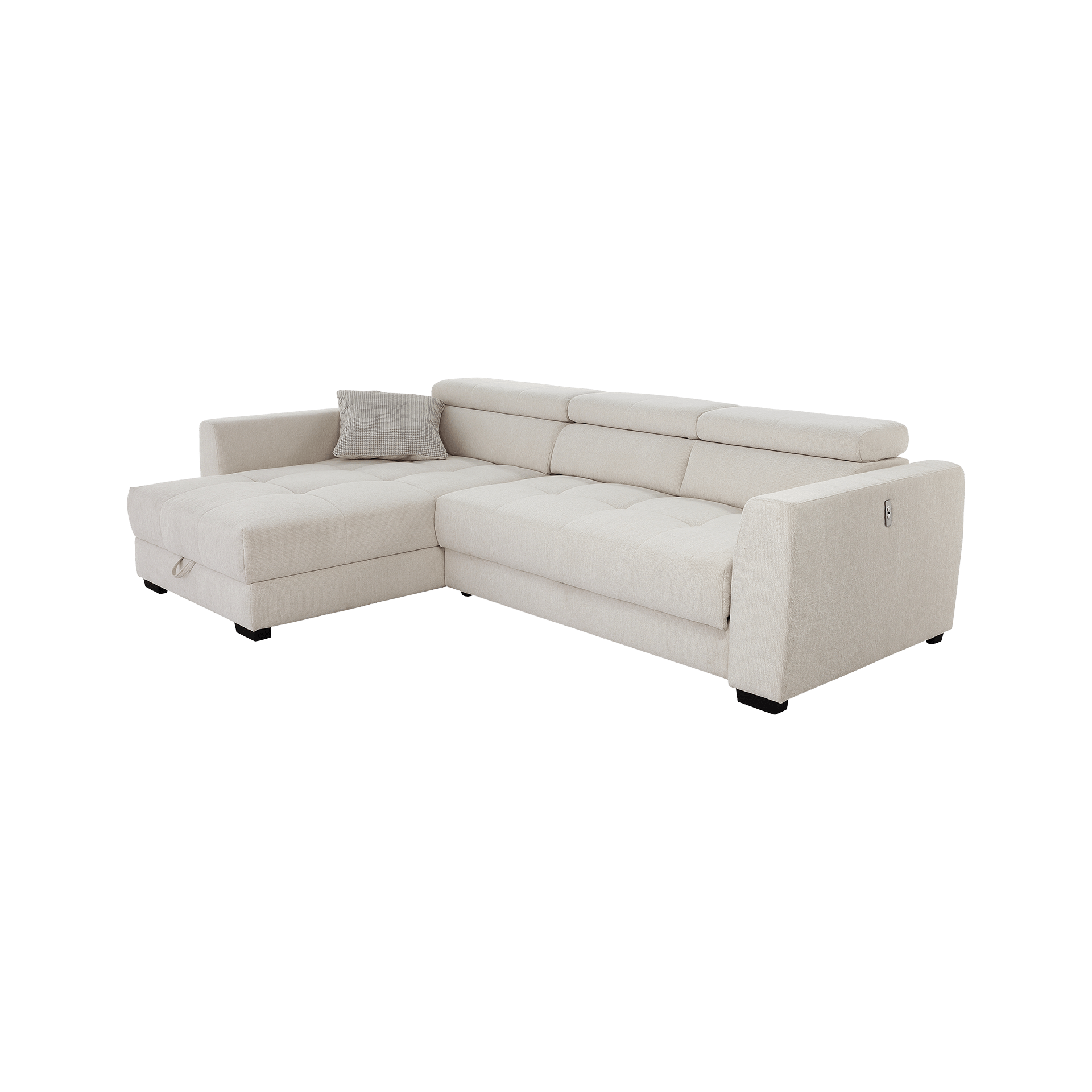 Ecksofa San Marino Beige Sitztiefe motorisch verstellbar