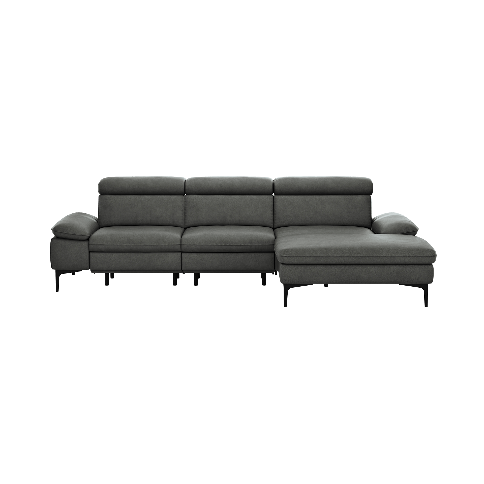 Global wohnen Ecksofa Felipa Leder Retro Grey Rücken echt, Kopfteilverstellung, Relaxfunktion motorisch, Armlehne verstellbar Global wohnen Ecksofa Felipa Leder Retro Grey Rücken echt, Kopfteilverstellung, Relaxfunktion motorisch, Armlehne verstellbar