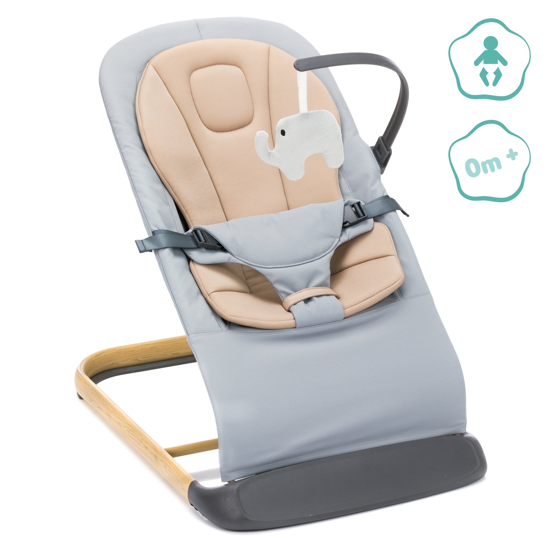 Babywippe Star grau beige