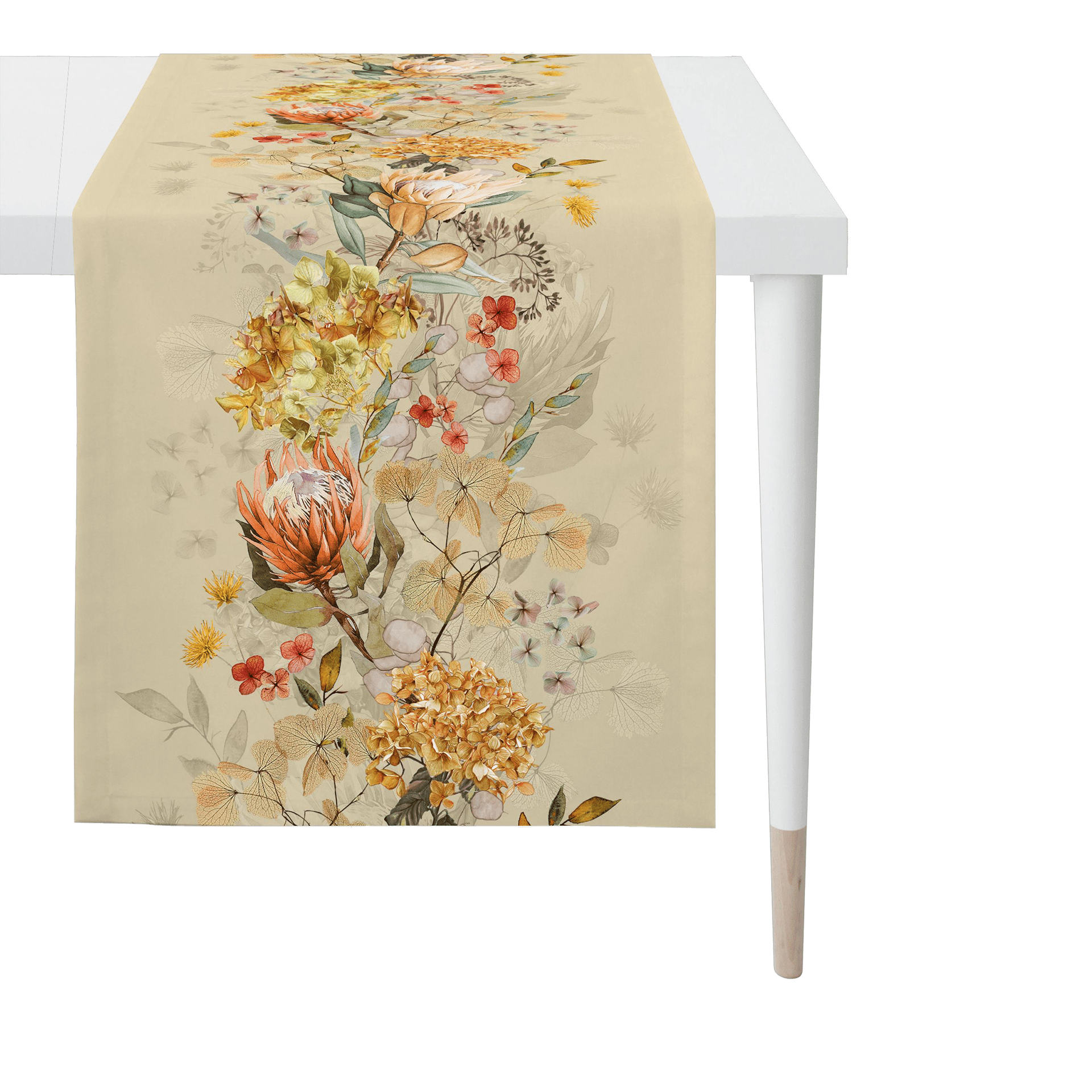 Tischläufer Herbstblüten Beige 48x140