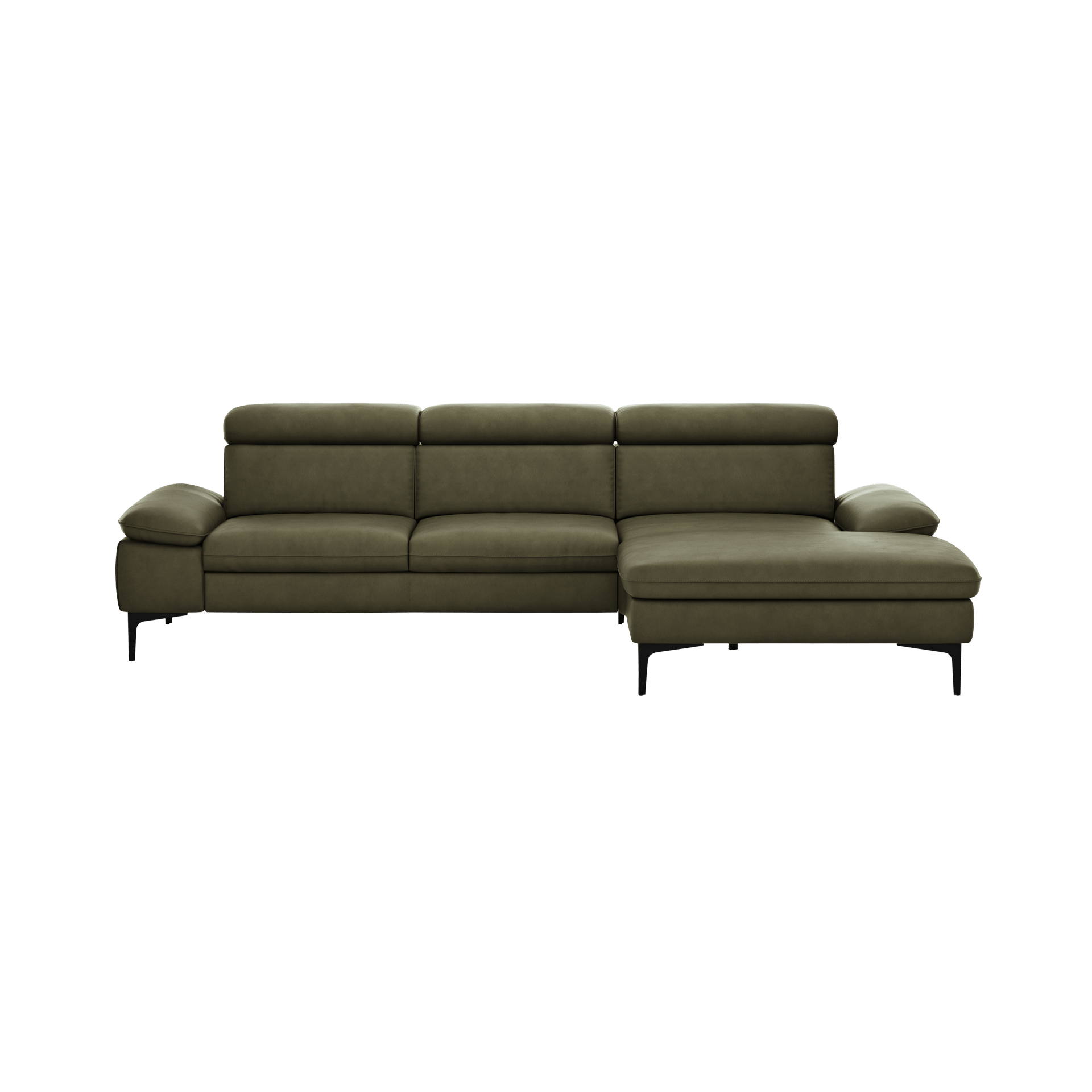 Global wohnen Ecksofa Felipa Leder Retro Olive Rücken echt, Kopfteilverstellung Global wohnen Ecksofa Felipa Leder Retro Olive Rücken echt, Kopfteilverstellung