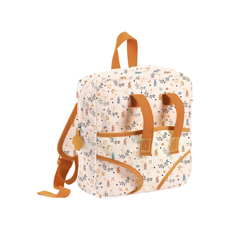 Puppenzubehör Rucksack mit Puppentrage Braun-Weiß