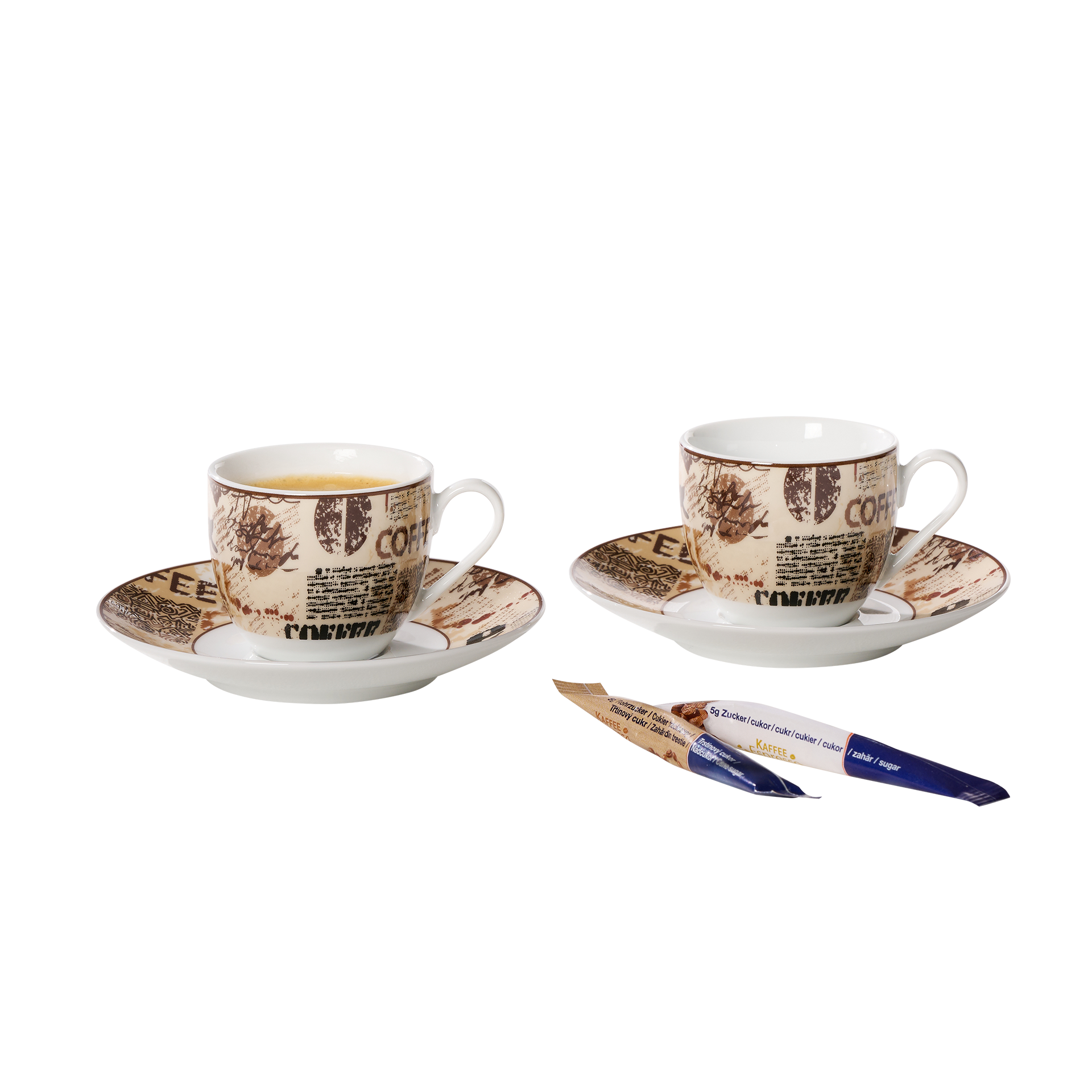 Espresso-Set Crema 4-teilig Beige-Braun Espresso-Set Crema 4-teilig Beige-Braun