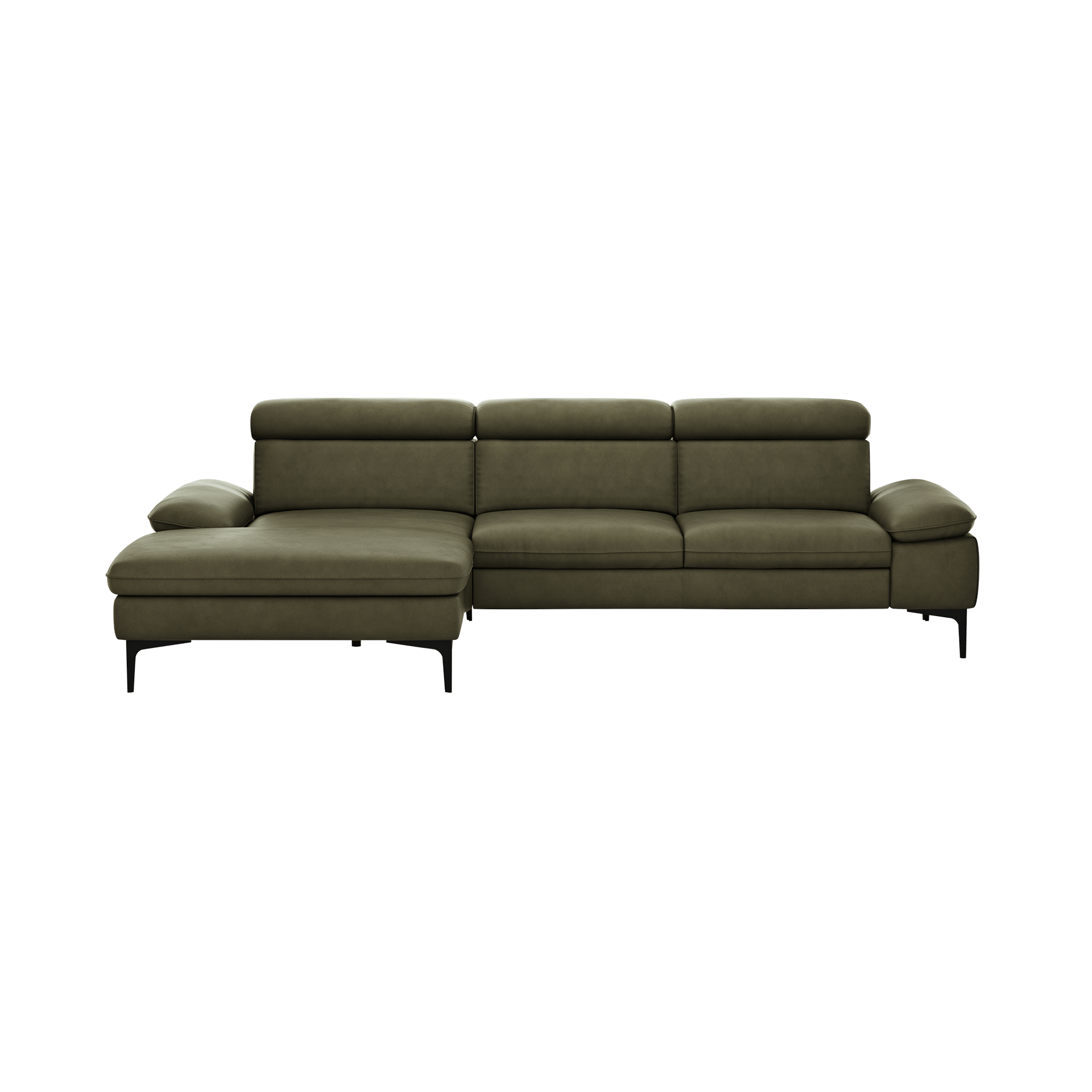 Global wohnen Ecksofa Felipa Leder Retro Olive Rücken echt, Kopfteilverstellung Global wohnen Ecksofa Felipa Leder Retro Olive Rücken echt, Kopfteilverstellung