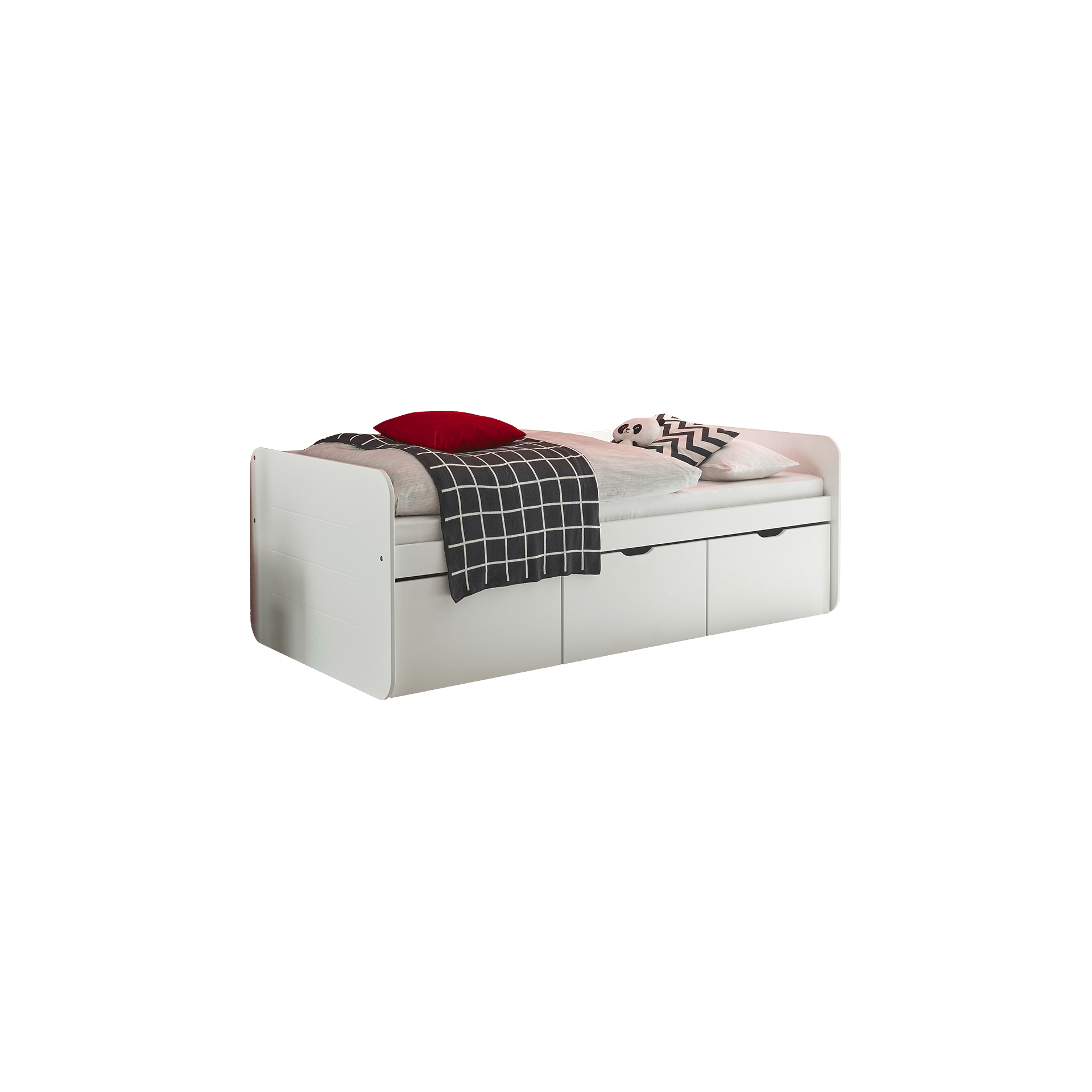 Funktionsbett Eichel Gestell Schneeweiß Schubkasten Schneeweiß 90x200 cm