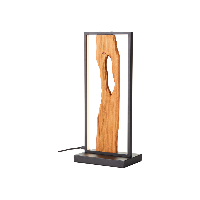 Tischleuchte Chaumont Schwarz-Holzfarben