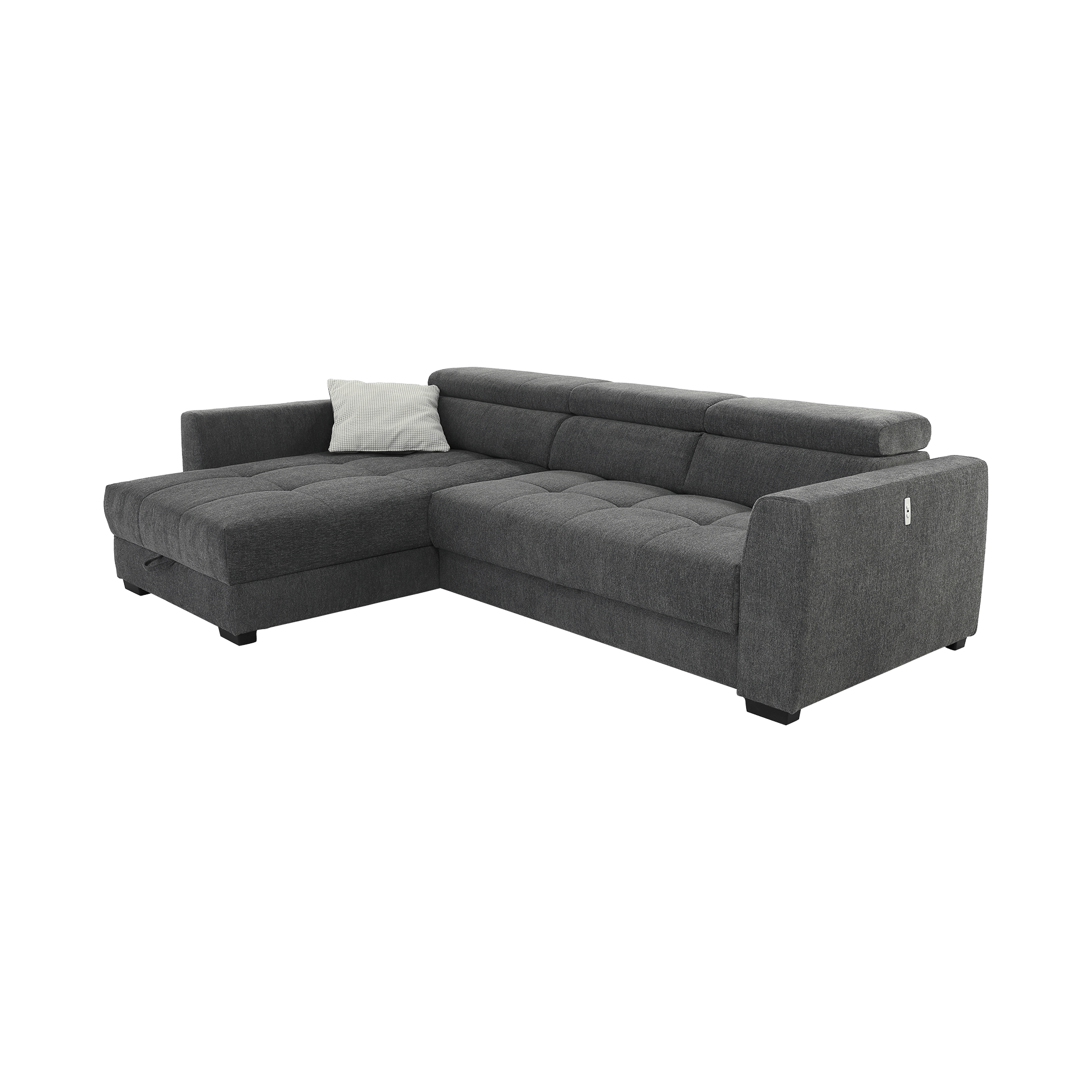 Ecksofa San Marino Grau Sitztiefe motorisch verstellbar