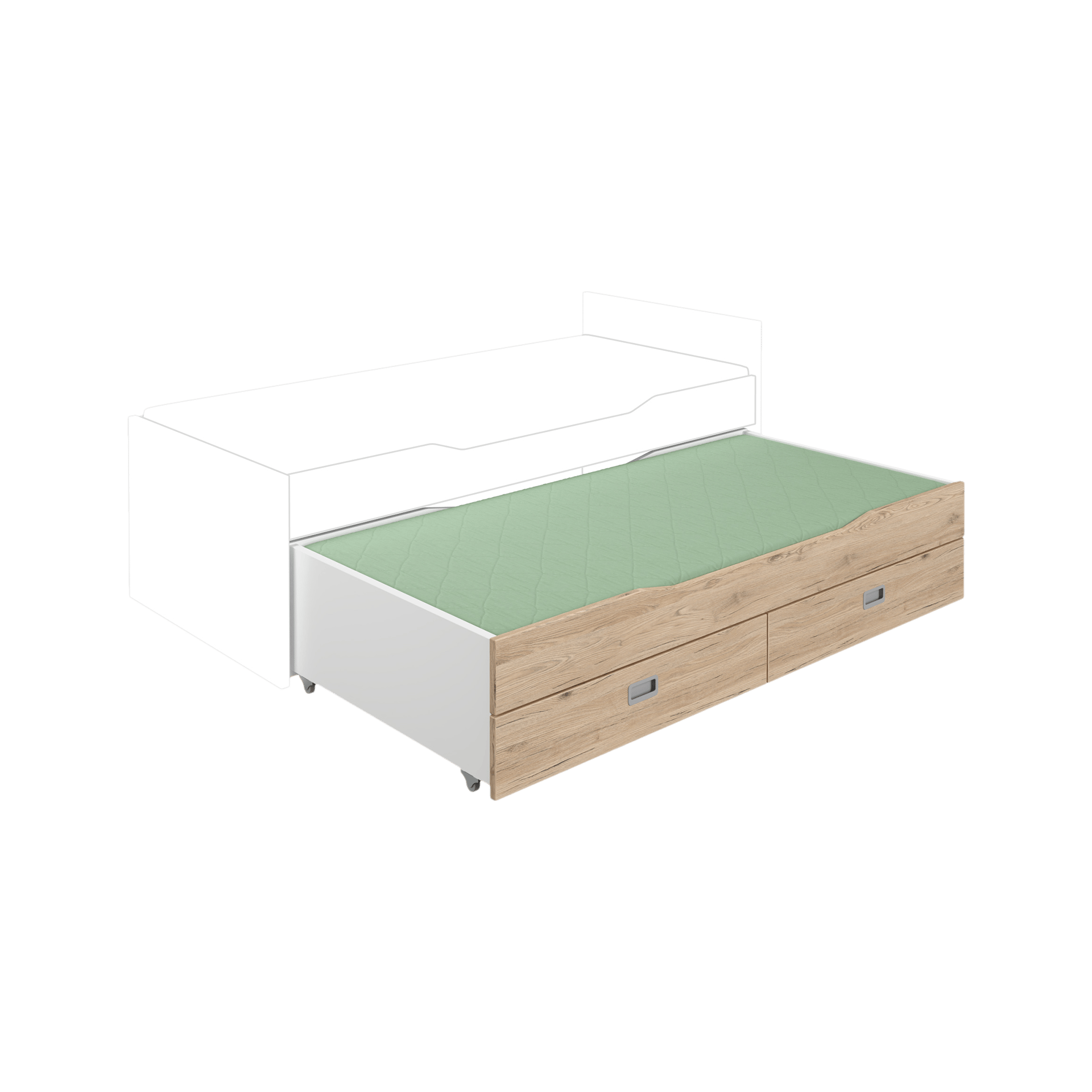 Paidi Bett Fionn Griff Chromfarben, Front Eiche Bordeaux, Korpus Kreidweiß 90x190 cm zum Unterschieben Paidi Bett Fionn Griff Chromfarben, Front Eiche Bordeaux, Korpus Kreidweiß 90x190 cm zum Unterschieben