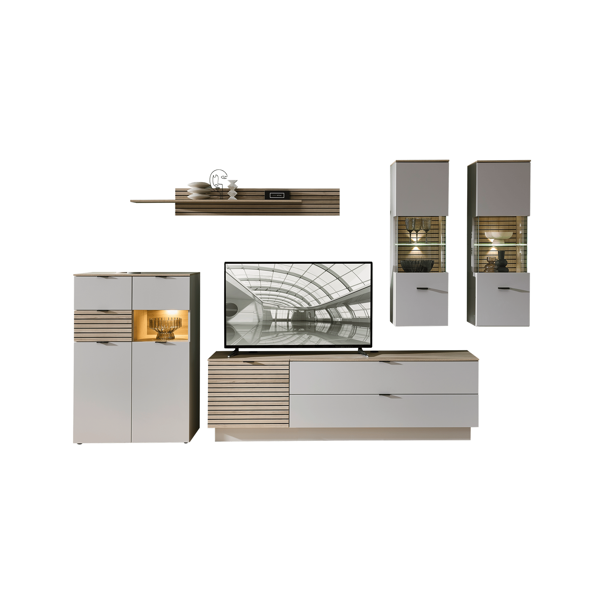 Novofurn Wohnwand Imo Beige 44*340*200 Novofurn Wohnwand Imo Beige 44*340*200