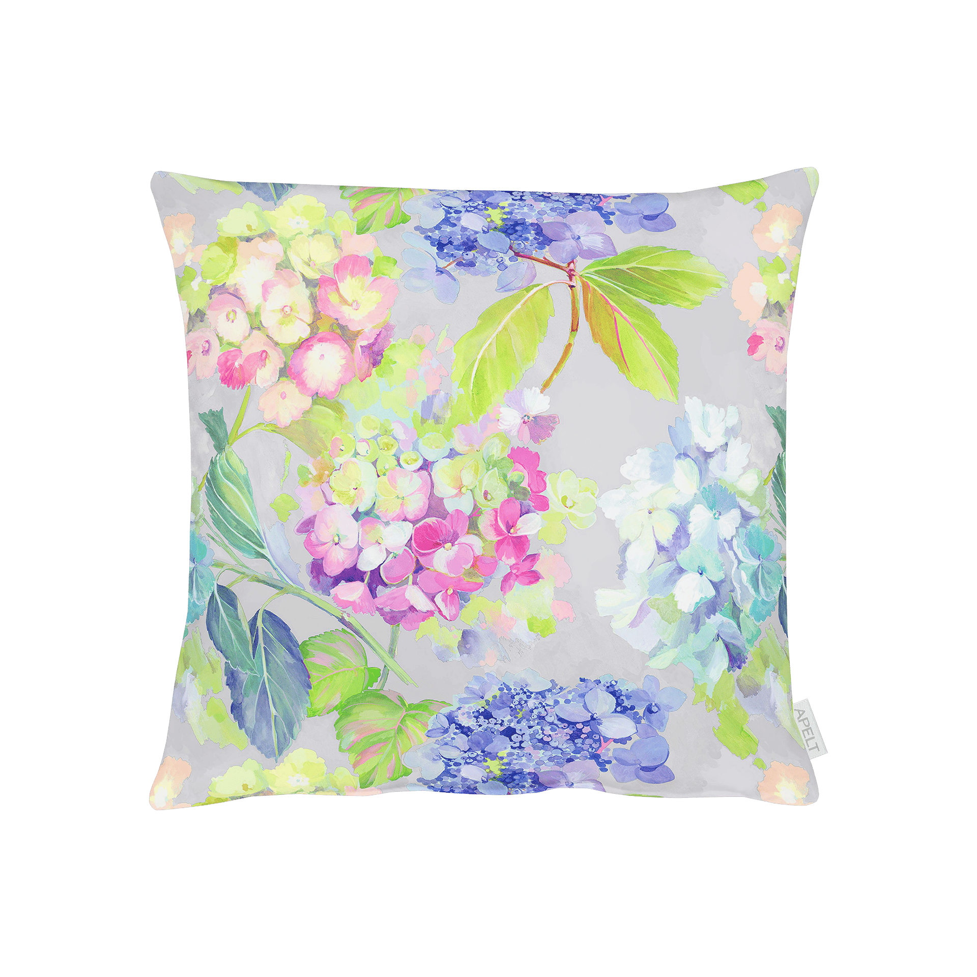 Kissen Blumen Aquarellstil Grau-Mauve-Grün 48x48cm