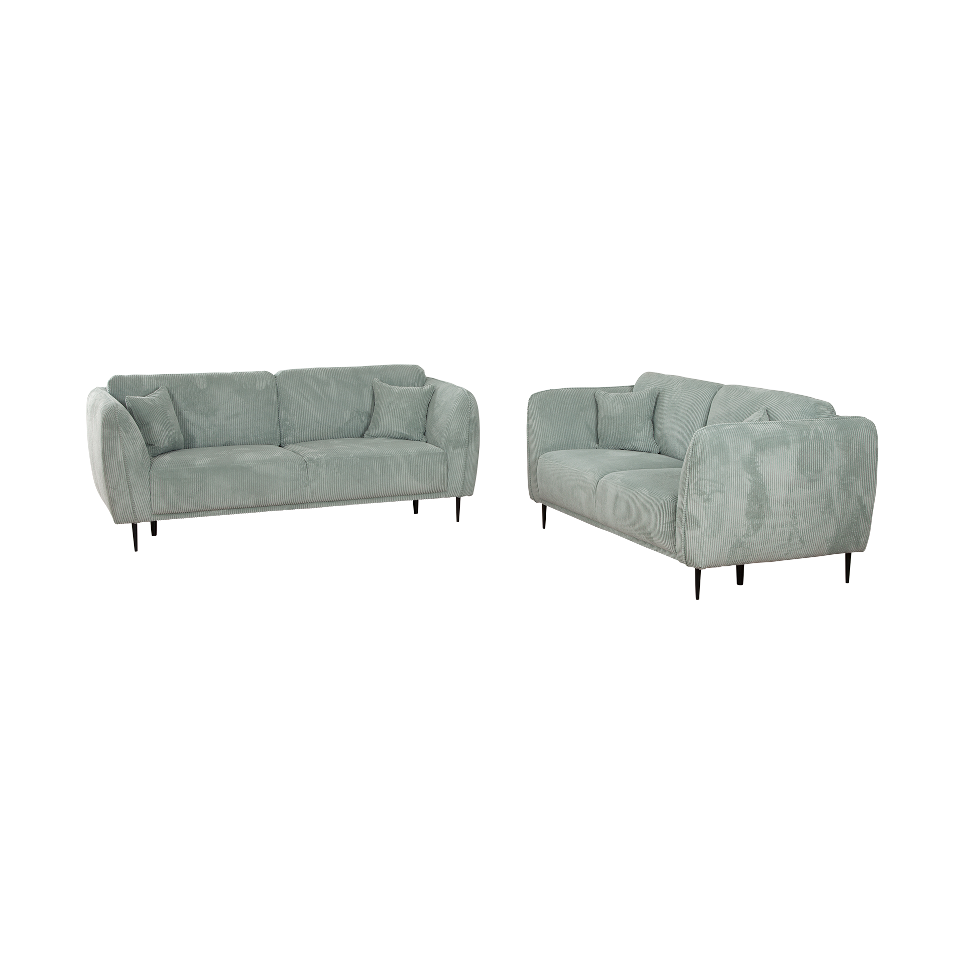 Sofa 2,5-Sitzer Kevin Bezug Cord Aqua Fuß Schwarz Sofa 2,5-Sitzer Kevin Bezug Cord Aqua Fuß Schwarz