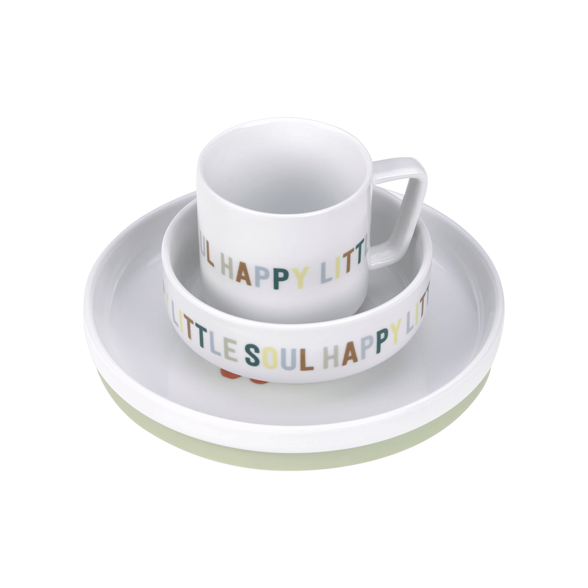 Kindergeschirr Dish Set Porcelain/Silicone 3-teilig Happy Fruits