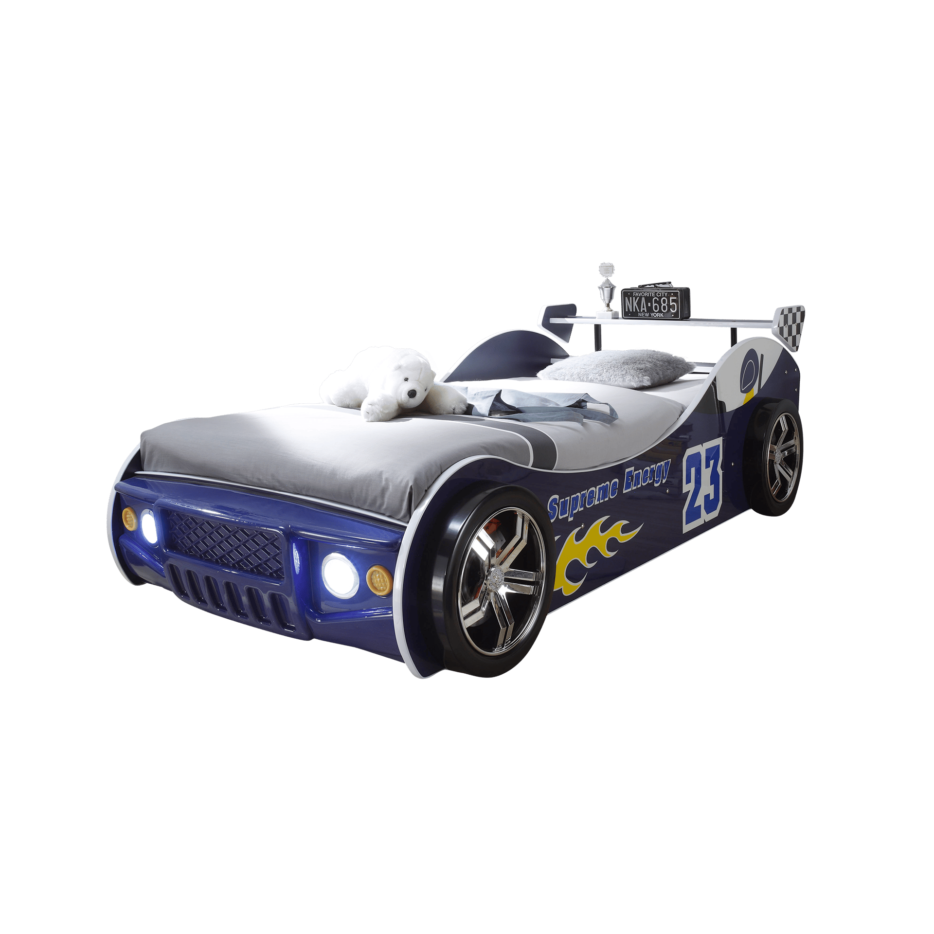 Spielbett Rennauto Blau 90x200 cm mit Beleuchtung Spielbett Rennauto Blau 90x200 cm mit Beleuchtung