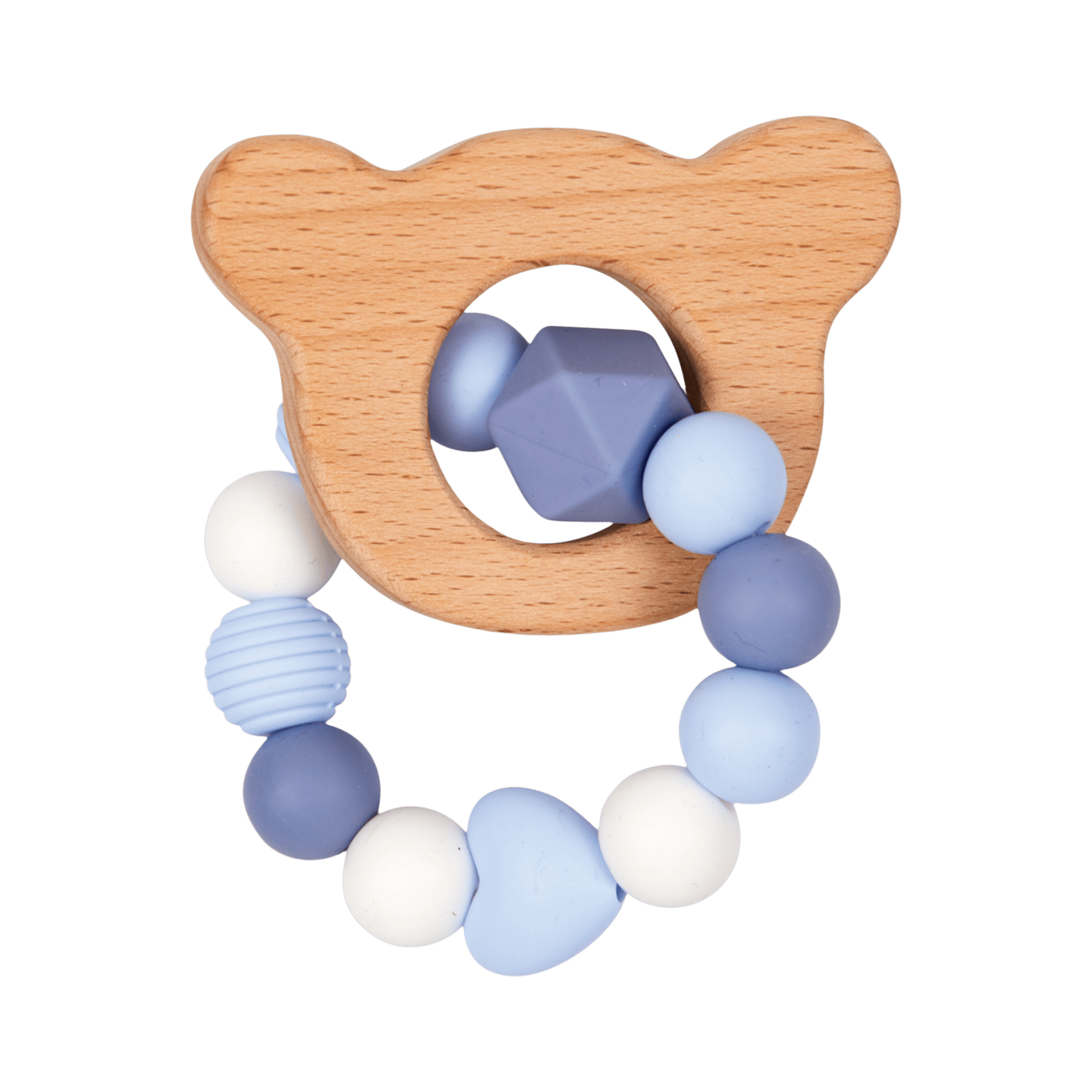 Beißring BabyGlück Silikon-Holz Blau