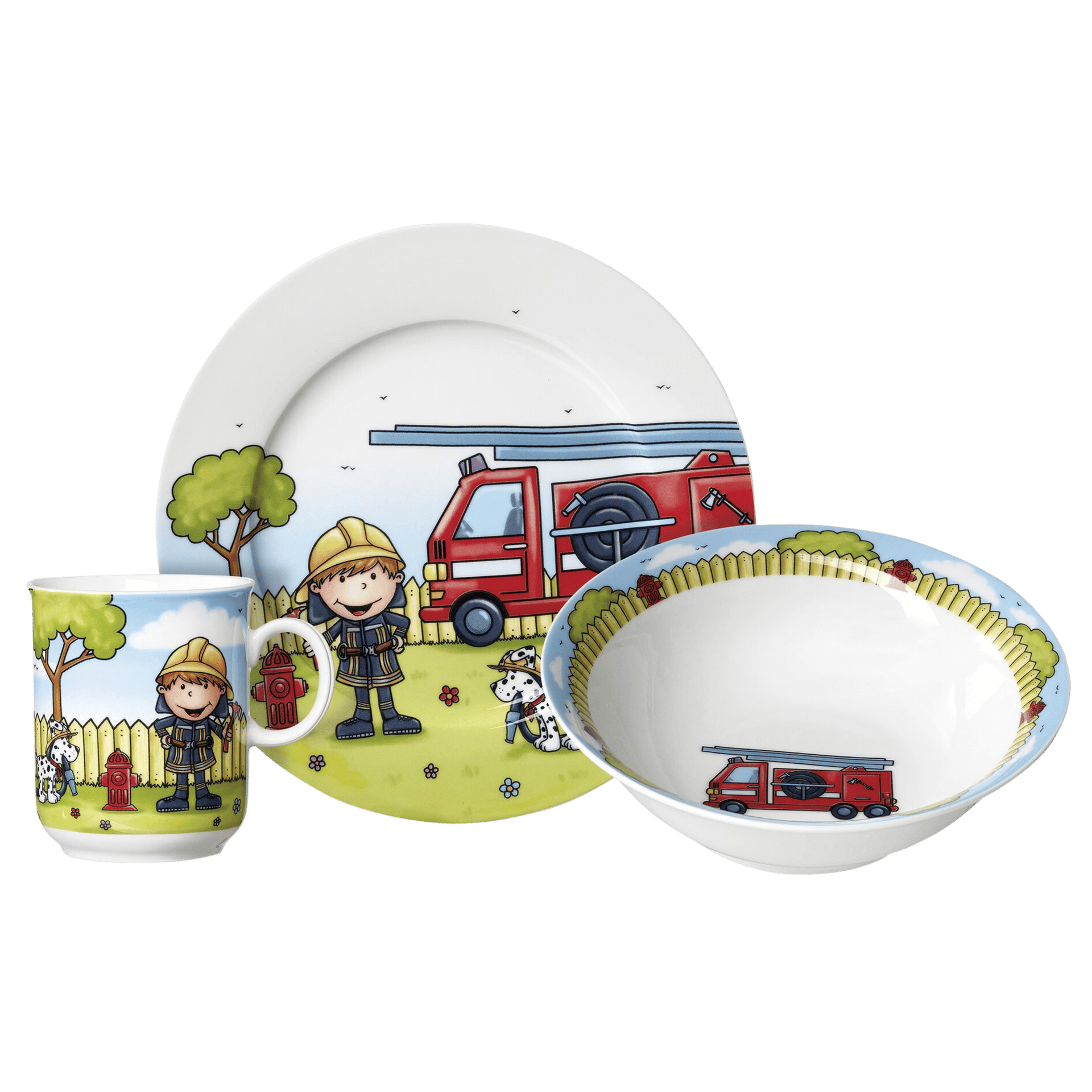 Geschirr-Set Feuerwehrmann Bernie 3-teilig Mehrfarbig Geschirr-Set Feuerwehrmann Bernie 3-teilig Mehrfarbig
