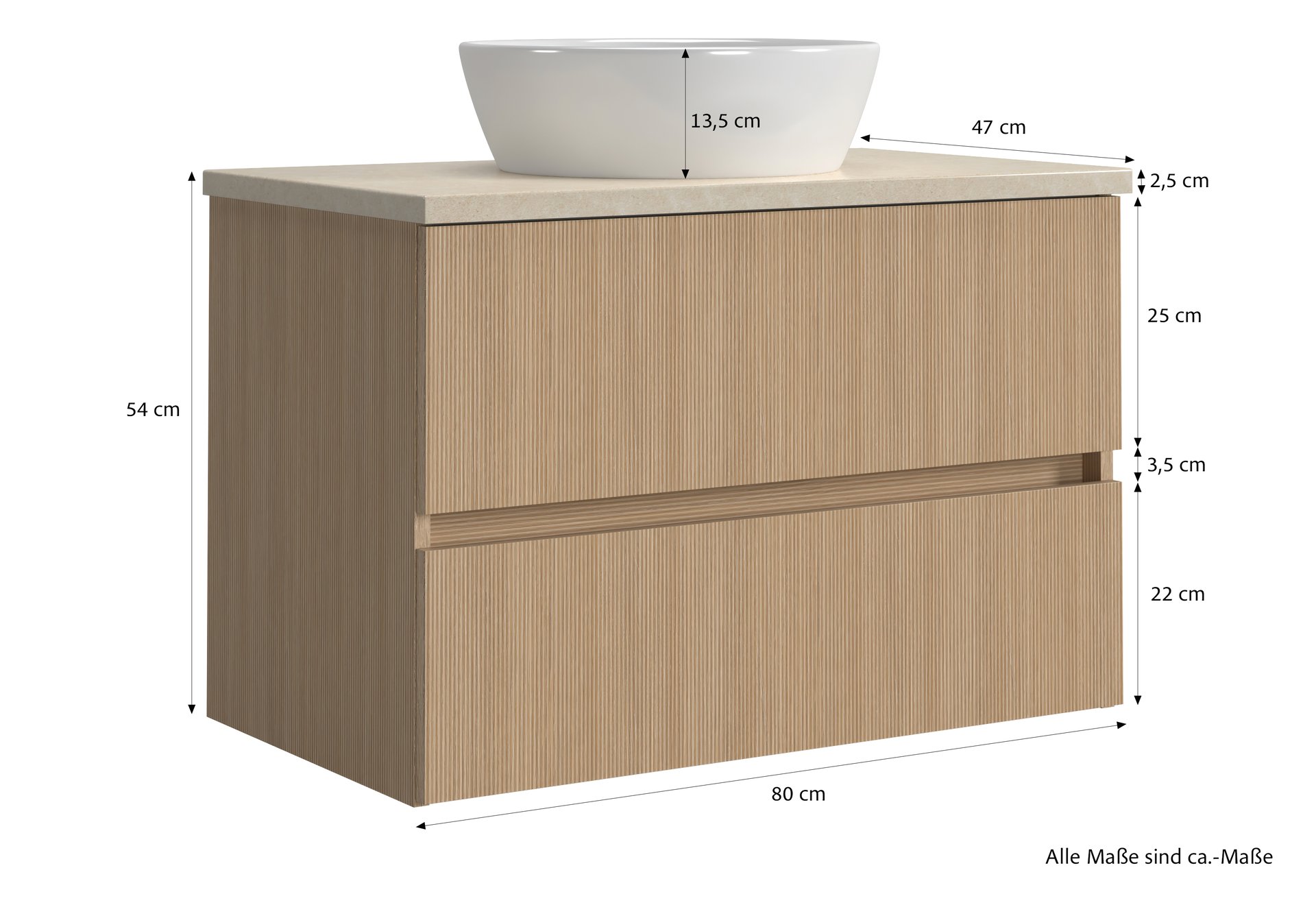Waschtisch-Kombination BELLO Holzfarben 47*80*67.5