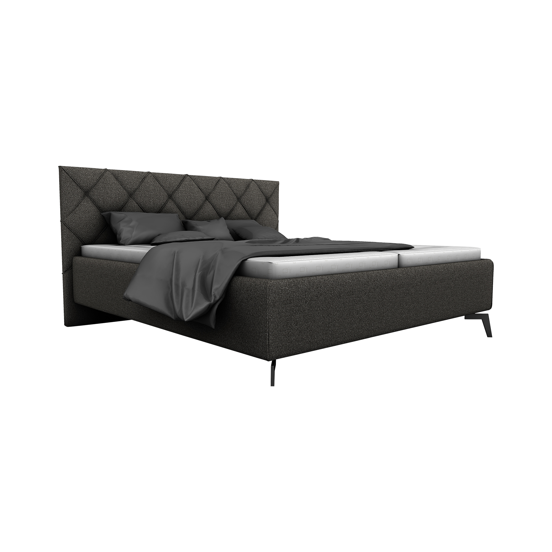 Global wohnen Polsterbett Carmen Bezug Vogue Grau Fuß Schwarz 180x200 cm