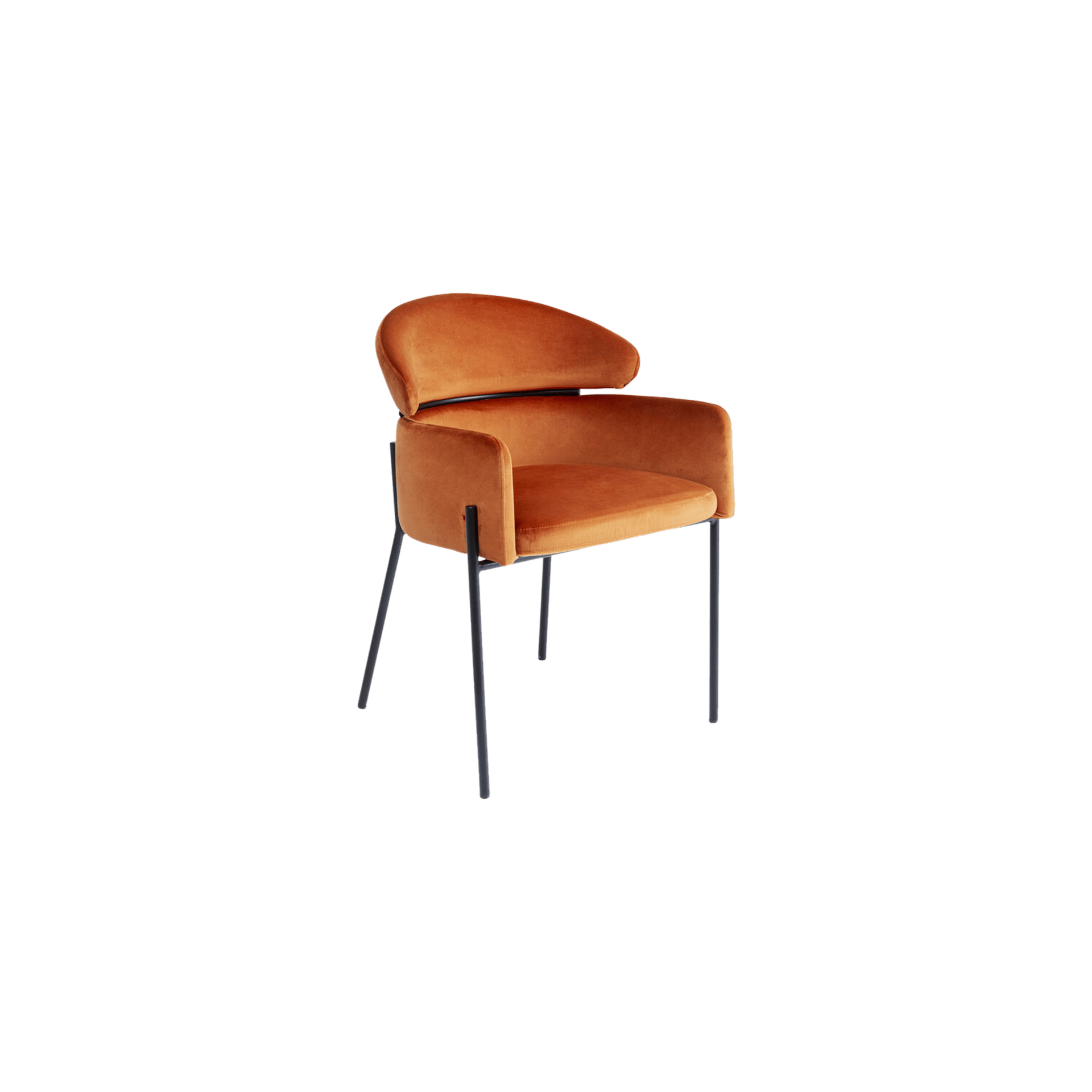 Kare Armlehnstuhl Alexia Beine Schwarz, Bezug Velvet Orange