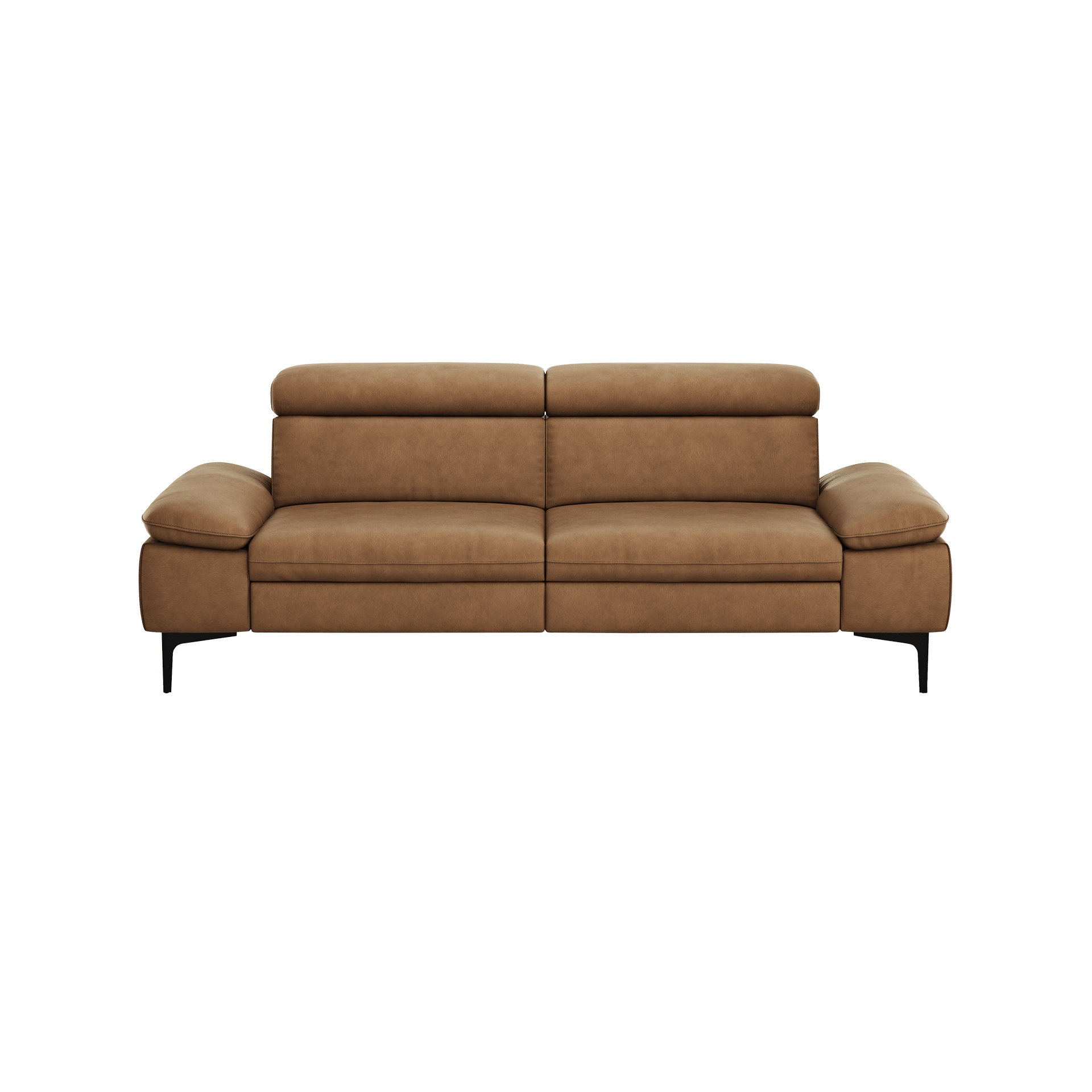Global wohnen Sofa 3-Sitzer Felipa Leder Retro Cognac Rücken echt, Kopfteilverstellung