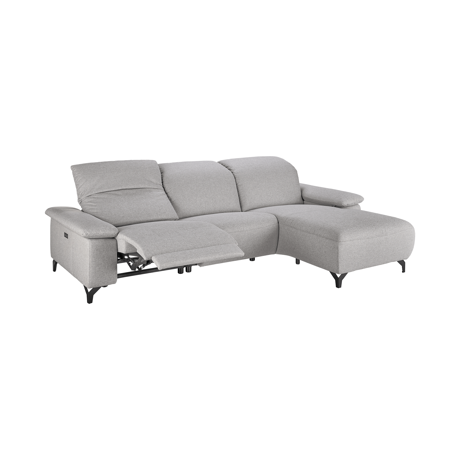 Musterring Ecksofa MR 370 Bezug Melrose Platin, Fuß Schwarz Kopfstütze manuell verstellbar, Armlehne manuell verstellbar, Relaxfunktion motorisch verstellbar online kaufen