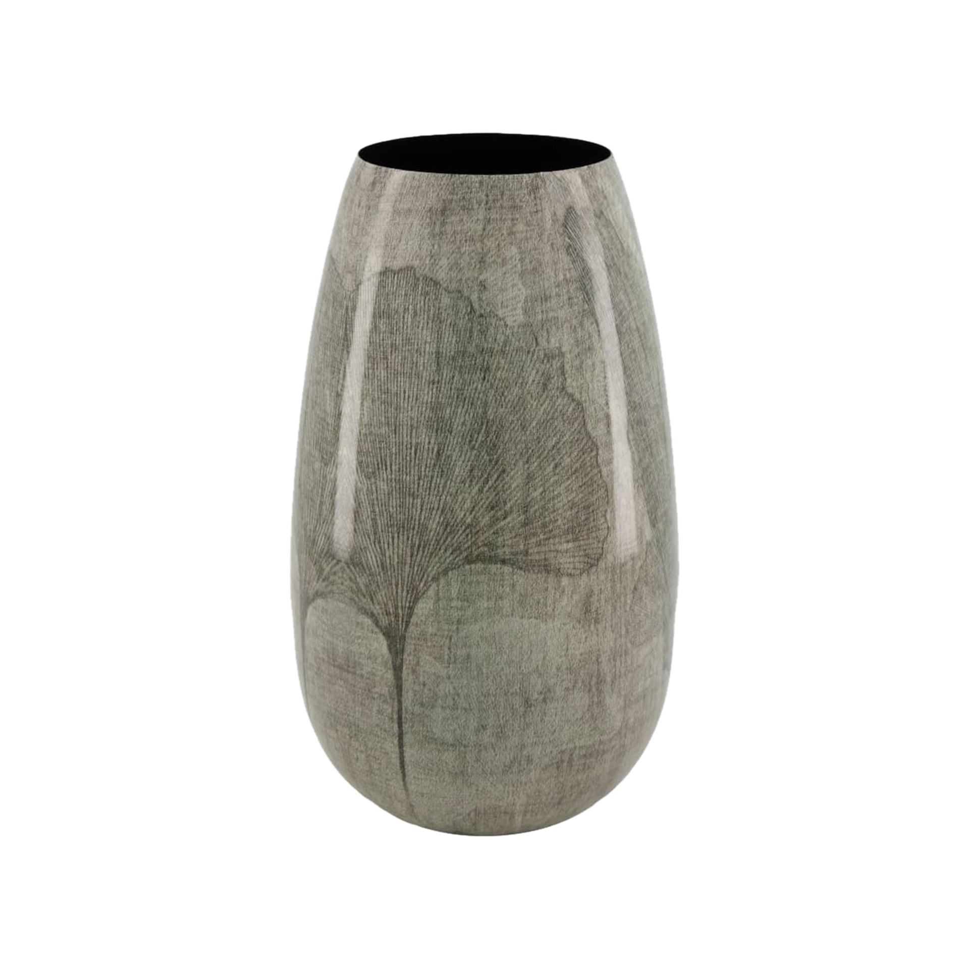 Vase Blatt Grau-Schwarz Vase Blatt Grau-Schwarz
