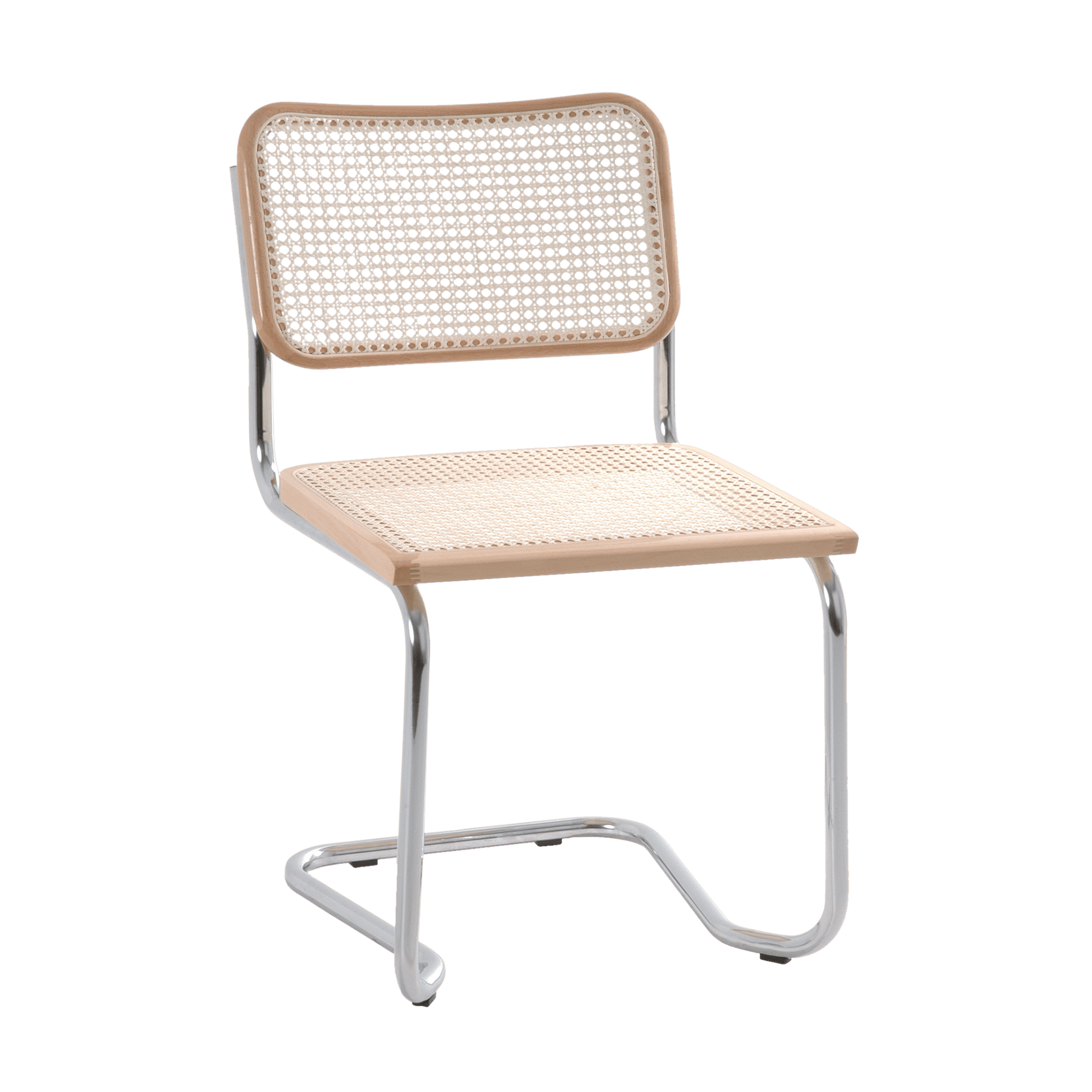 Schwingstuhl Holm Sitz Buchefarben Gestell Chrom