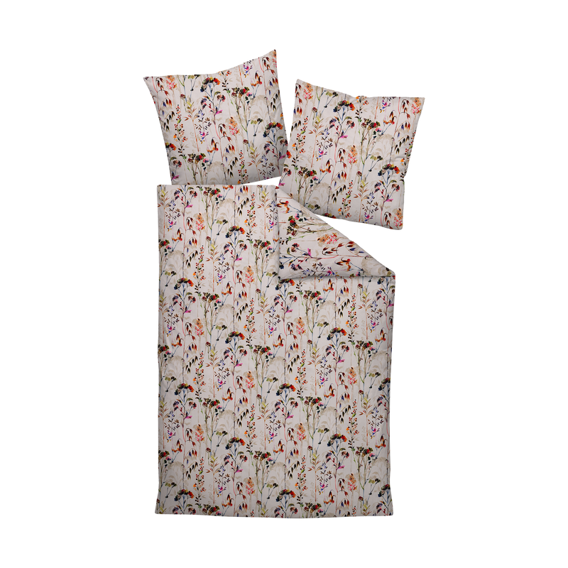 Satin Bettwäsche Modern Art S Beige-Bunt 135x200cm