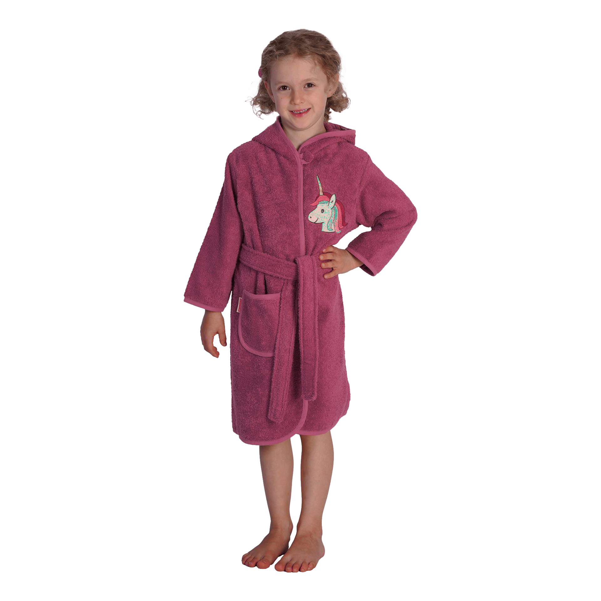 Bademantel Einhorn Gr.110/116 mauve