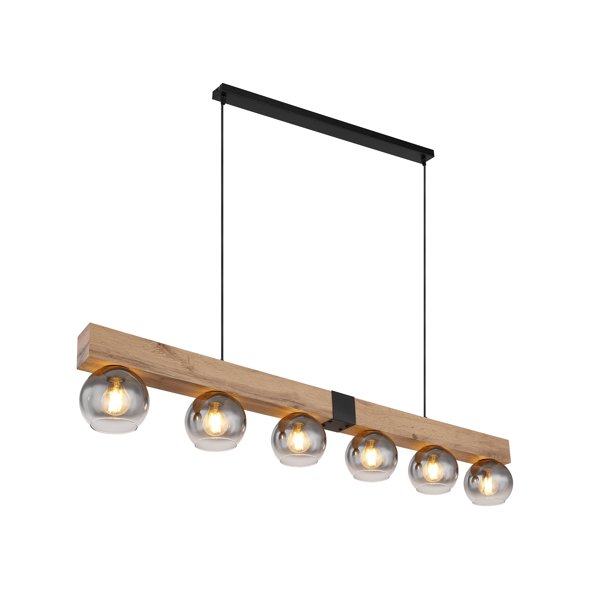 Pendelleuchte MOITAS Holzoptik rauchfarbig