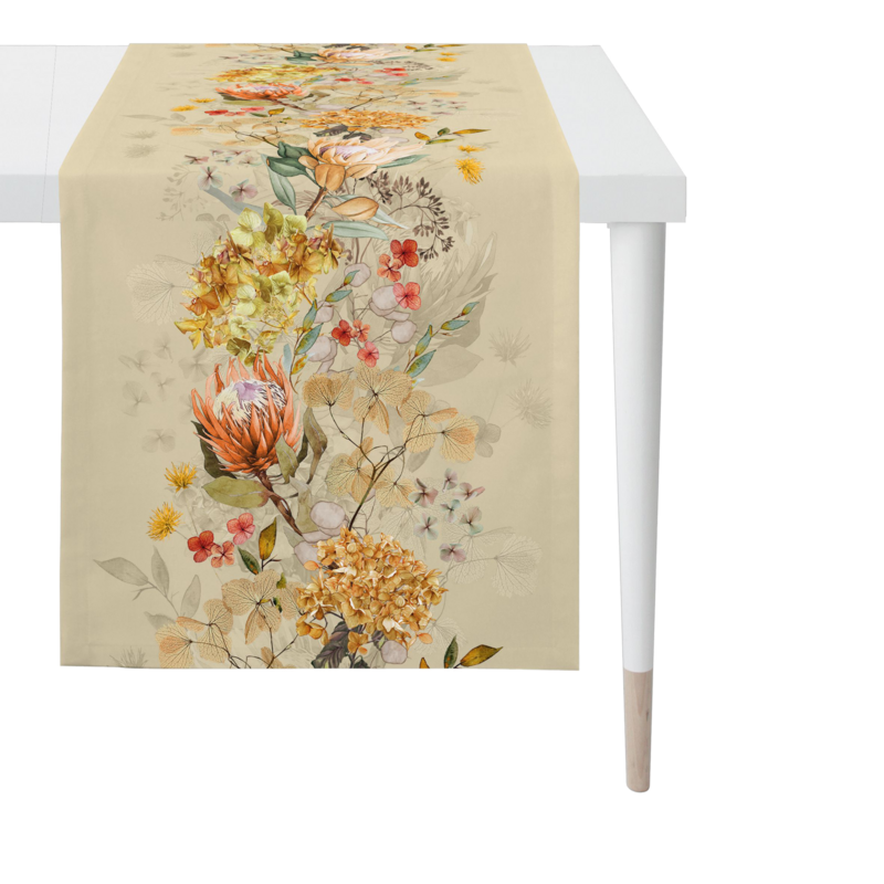 Tischläufer Herbstblüten Beige 48x140 Tischläufer Herbstblüten Beige 48x140