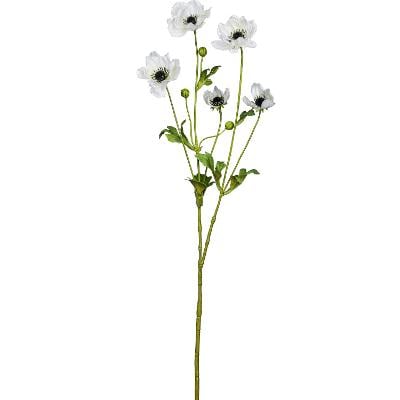 Kunstpflanze Anemone Weiß-Grün