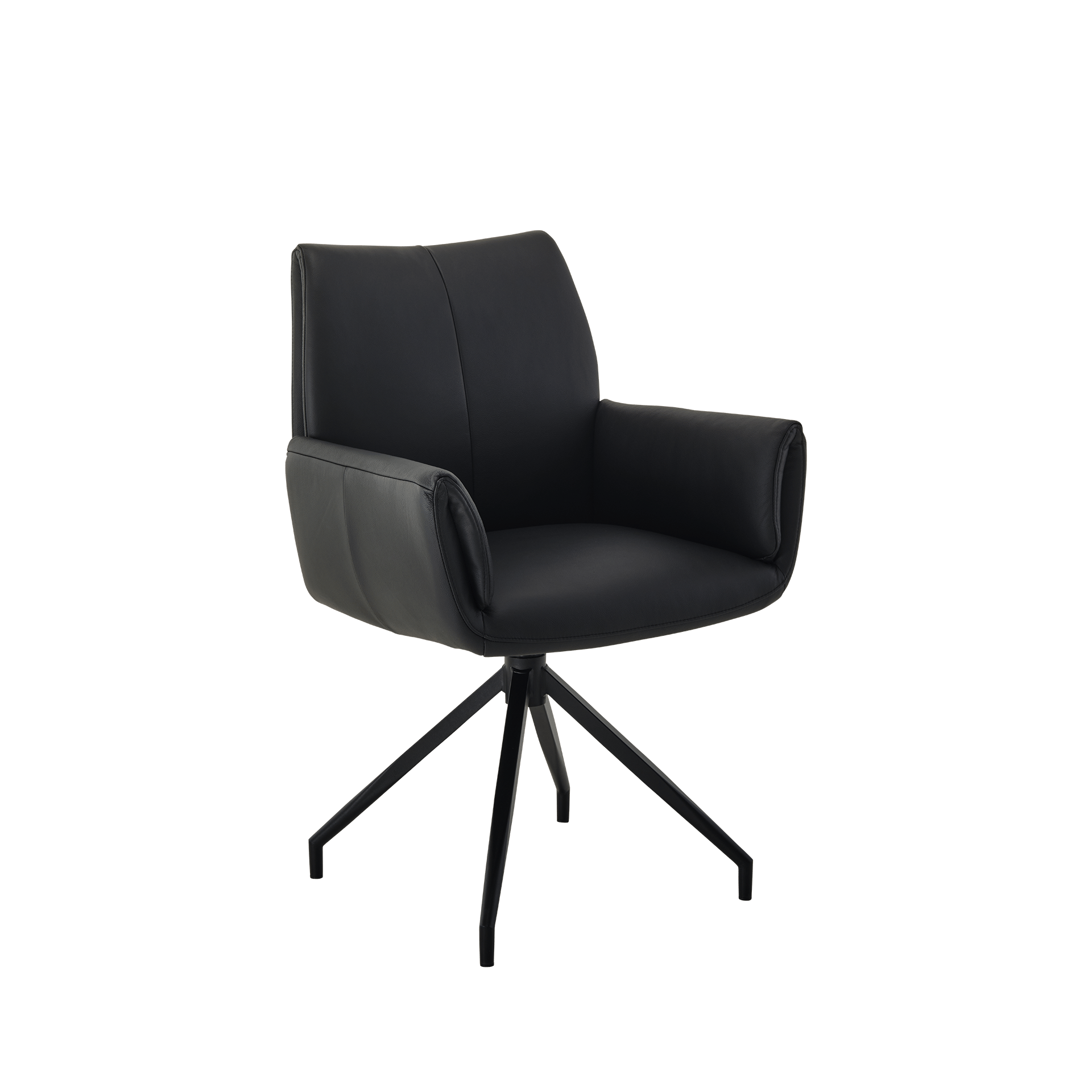Armlehnstuhl Lori Beine Schwarz Bezug Leder Schwarz Armlehnstuhl Lori Beine Schwarz Bezug Leder Schwarz