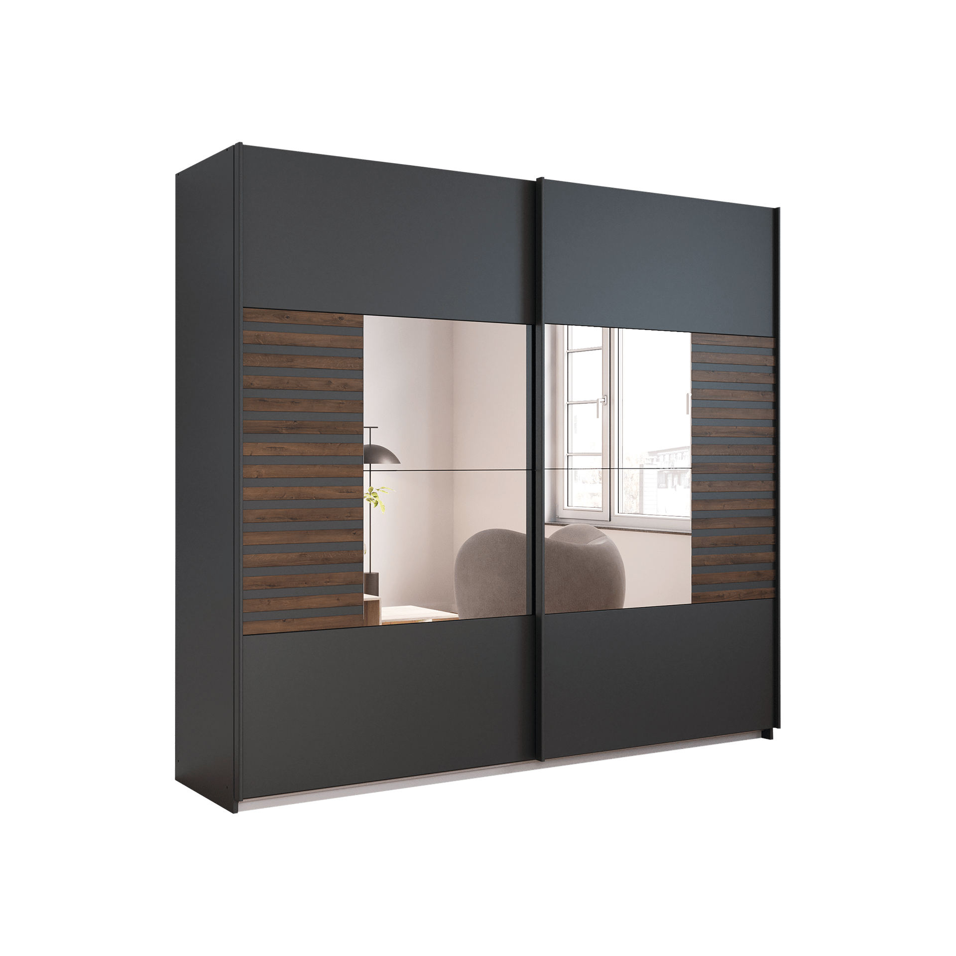 Schwebetürenschrank Bart Grau 62*226*210