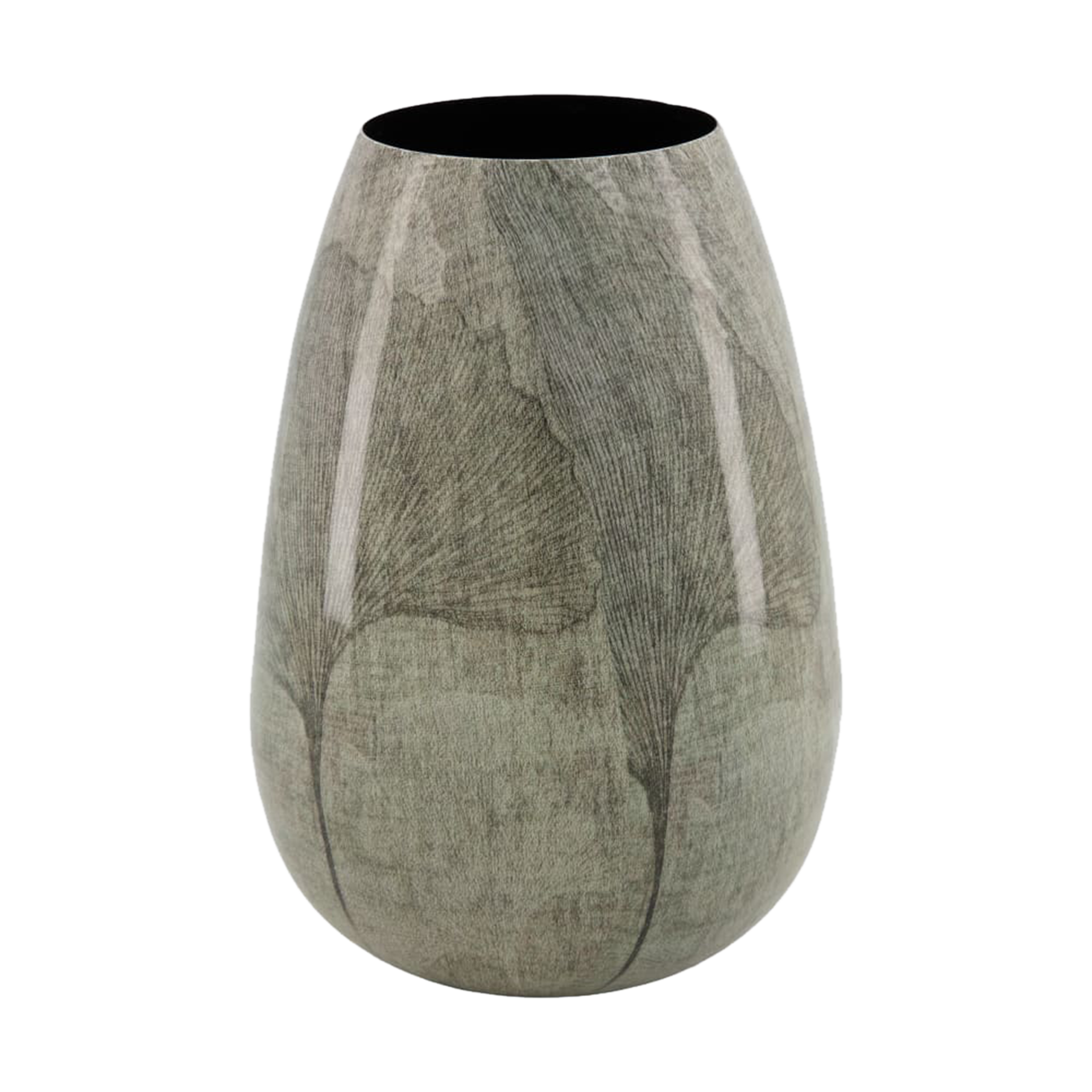 Vase Blatt Grau-Schwarz