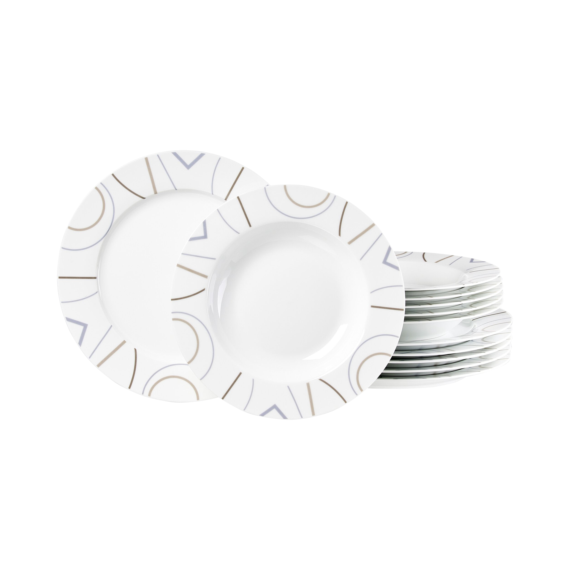 Geschirr-Set Graphic 12-teilig weiss grau braun Geschirr-Set Graphic 12-teilig weiss grau braun