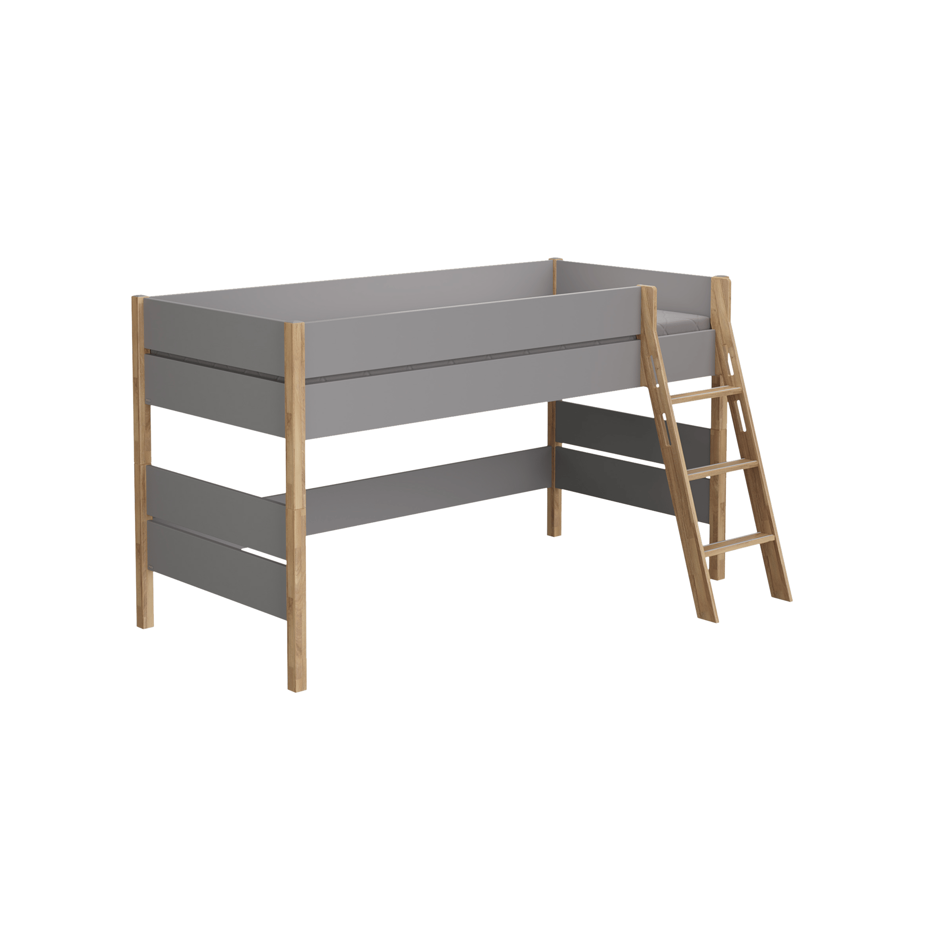 Paidi Spielbett Sten Korpus Schiefergrau, Absetzung Eiche massiv 90x200 cm