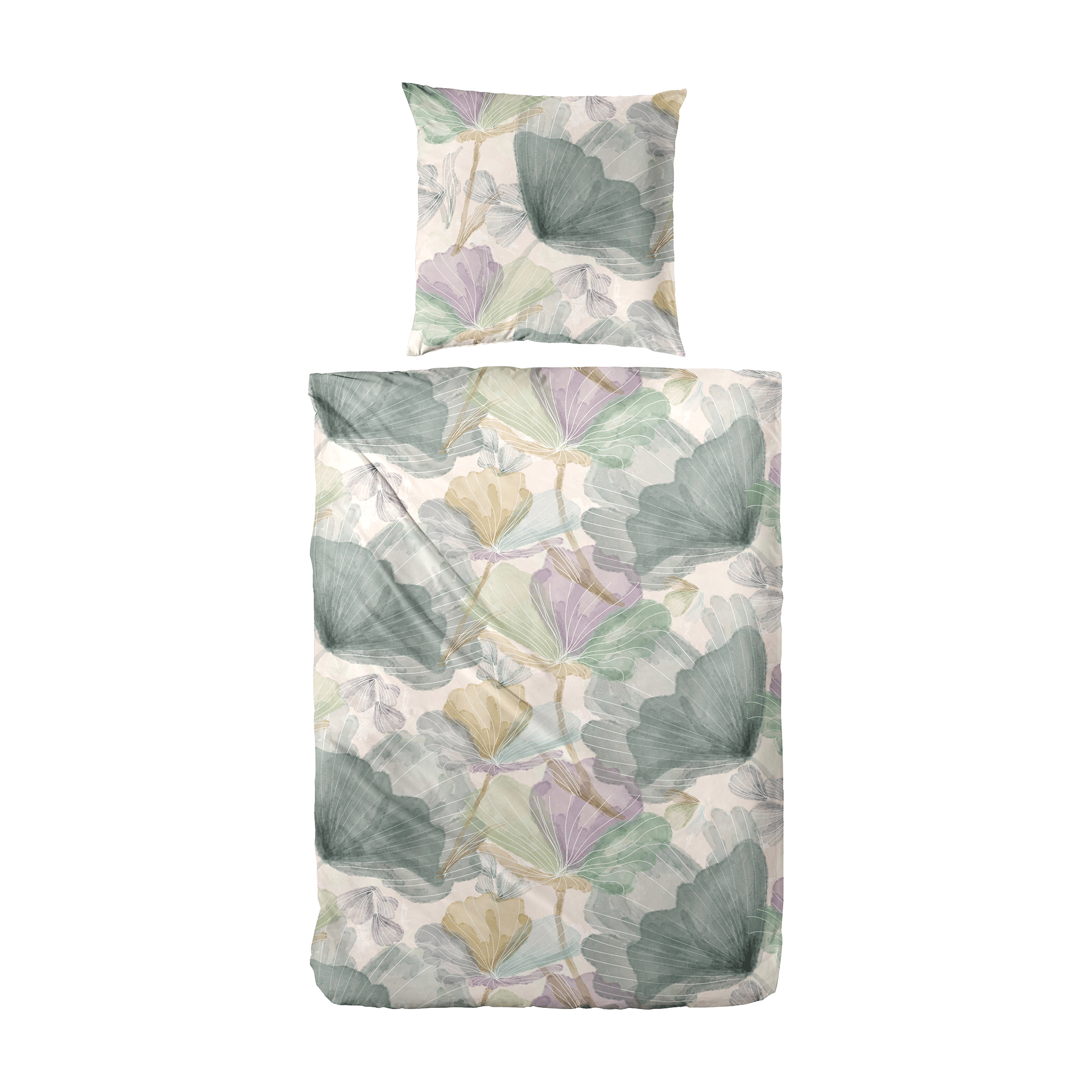 Satin Bettwäsche Hofmeister Home Creme, Grün 155x220cm