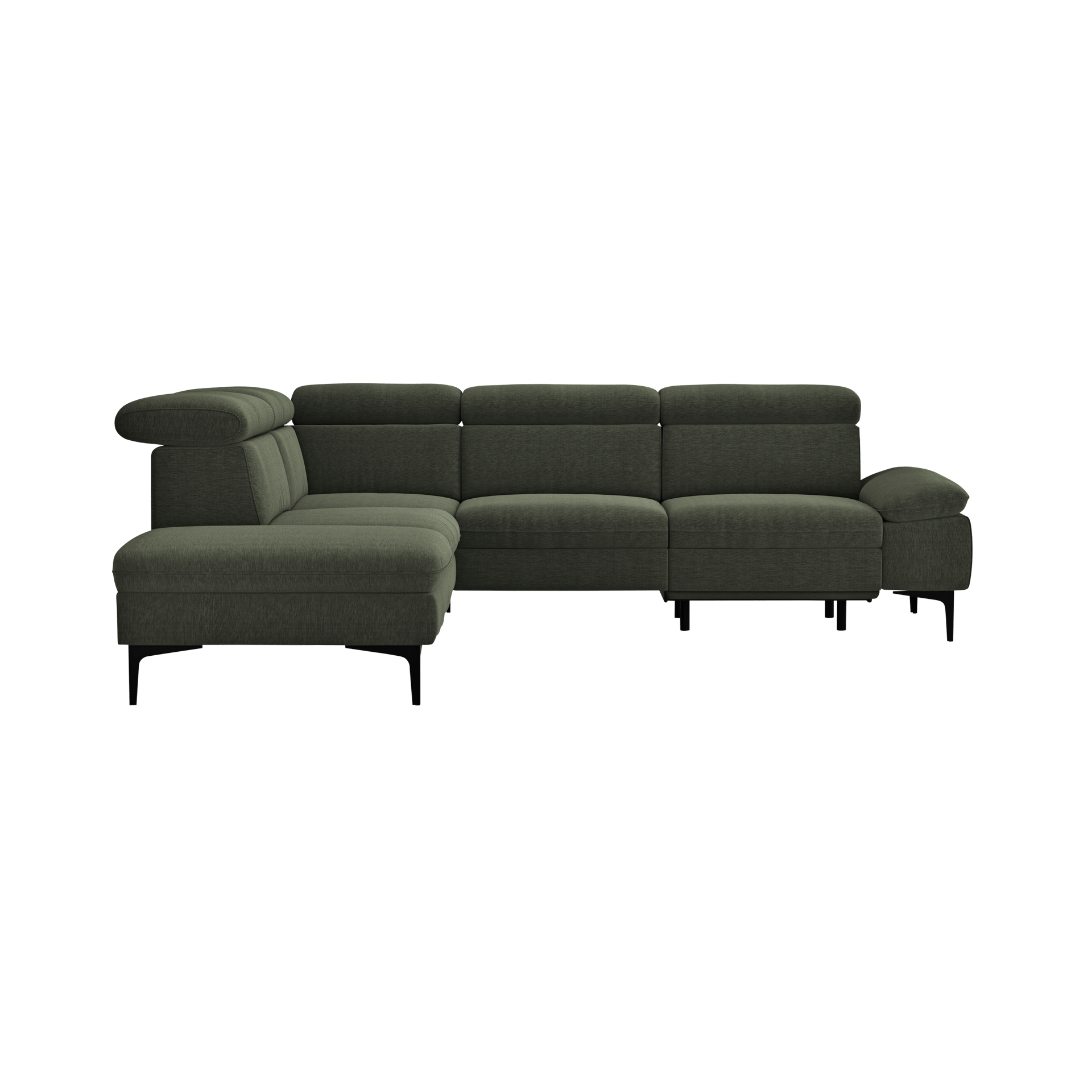 Global wohnen Ecksofa Felipa Forest Dunkelgrün Rücken echt, Kopfteilverstellung, Relaxfunktion motorisch, Armlehne verstellbar Global wohnen Ecksofa Felipa Forest Dunkelgrün Rücken echt, Kopfteilverstellung, Relaxfunktion motorisch, Armlehne verstellbar