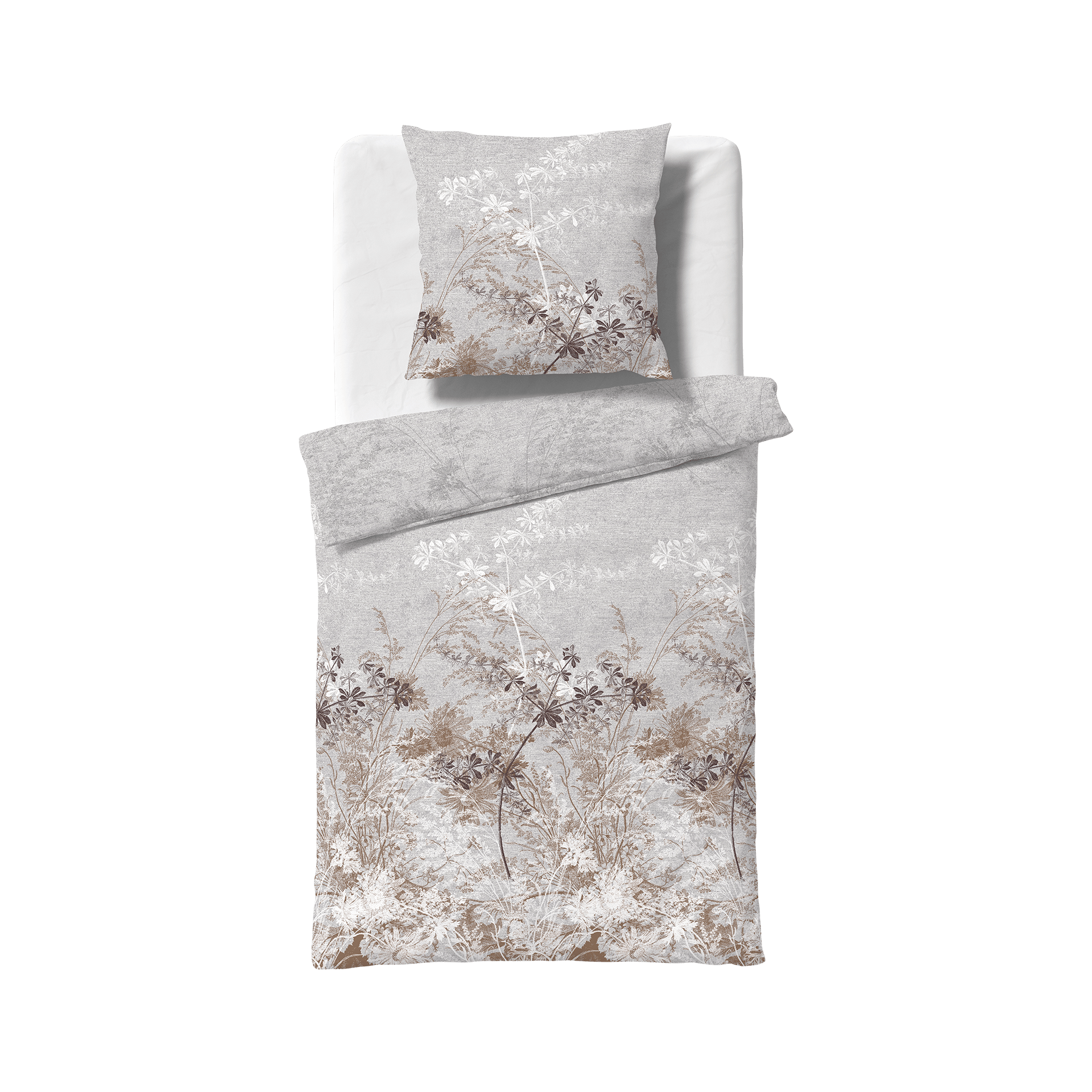 Satin Bettwäsche Bed Art S Grau Braun 135x200cm Satin Bettwäsche Bed Art S Grau Braun 135x200cm