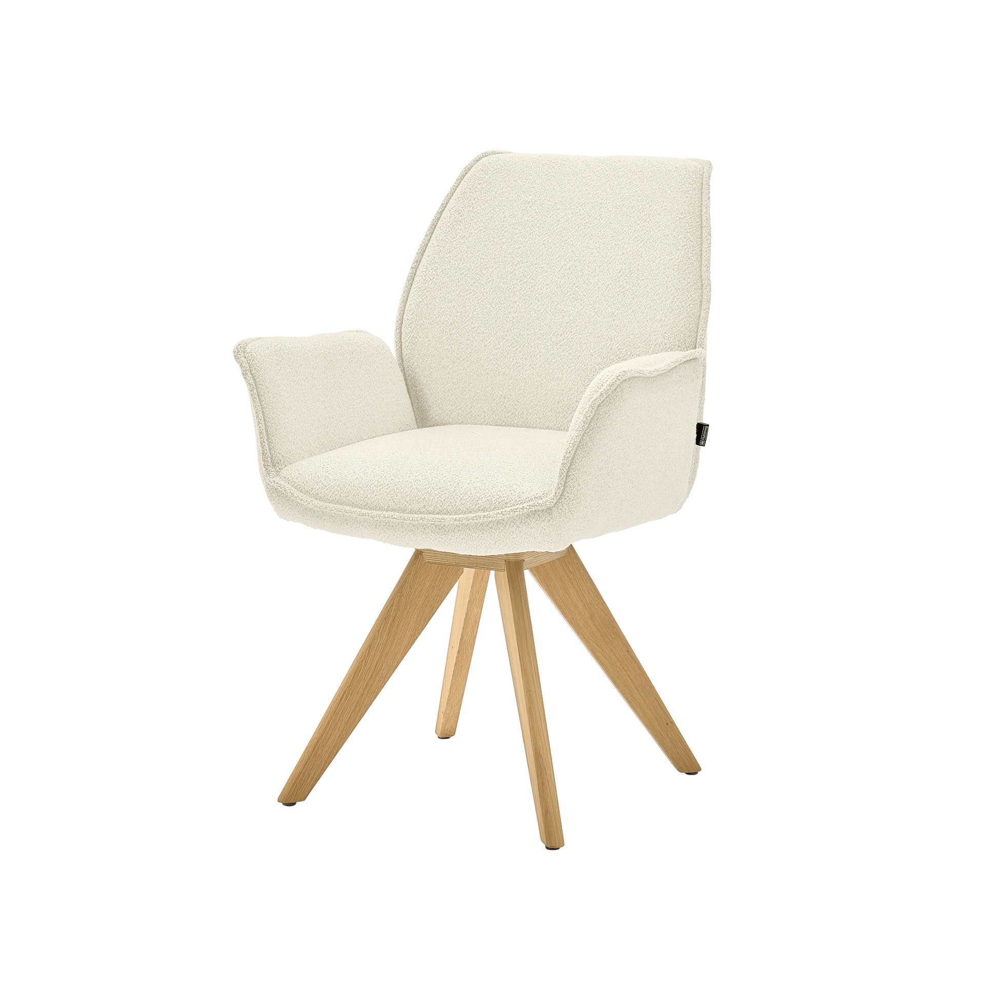Musterring Armlehnstuhl Tiama Bezug Boucle Alpine Ivory Gestell Stativgestell Eiche massiv - 180°Drehbar mit Rückholfunktion Musterring Armlehnstuhl Tiama Bezug Boucle Alpine Ivory Gestell Stativgestell Eiche massiv - 180°Drehbar mit Rückholfunktion