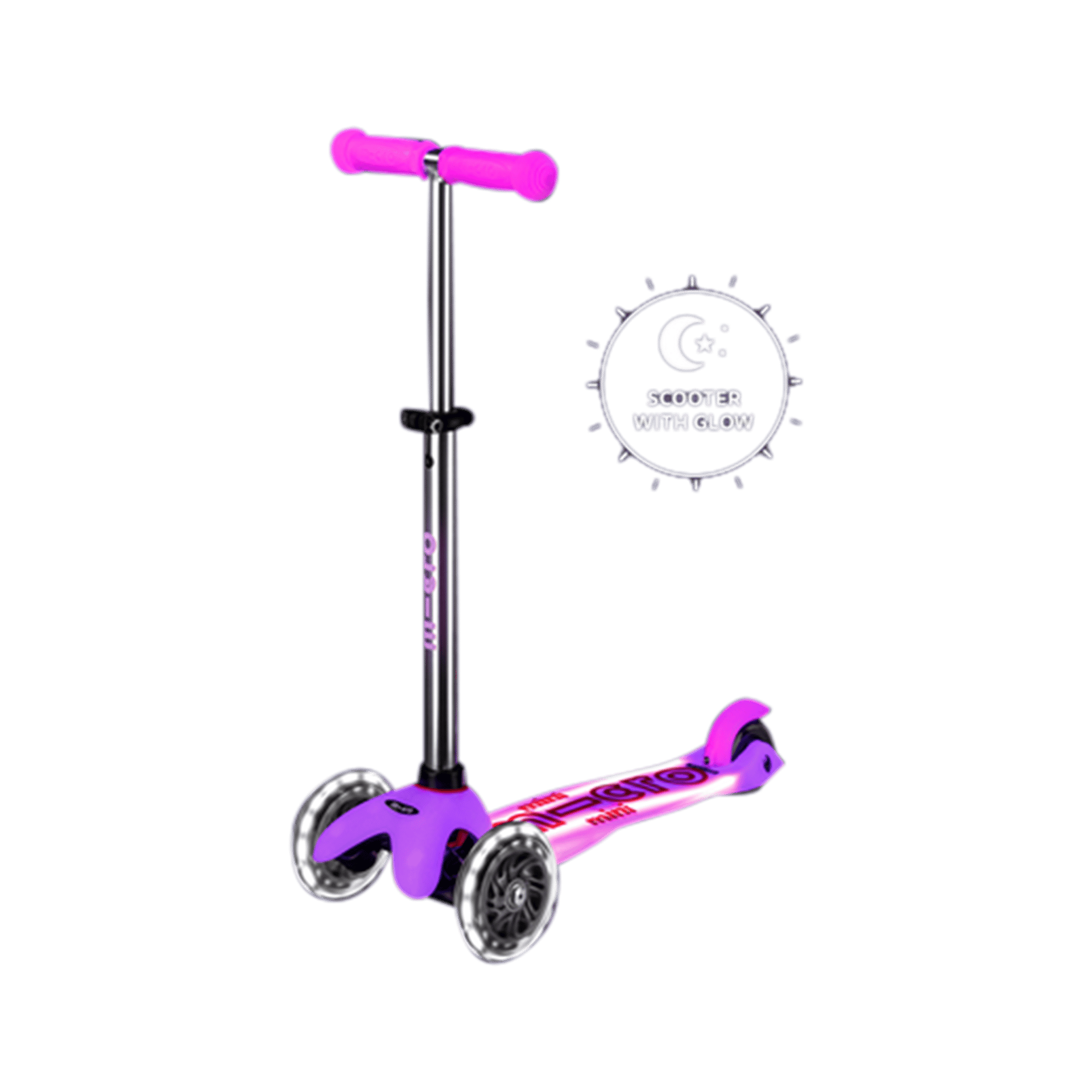 Scooter mini micro deluxe glow LED plus frosty pink