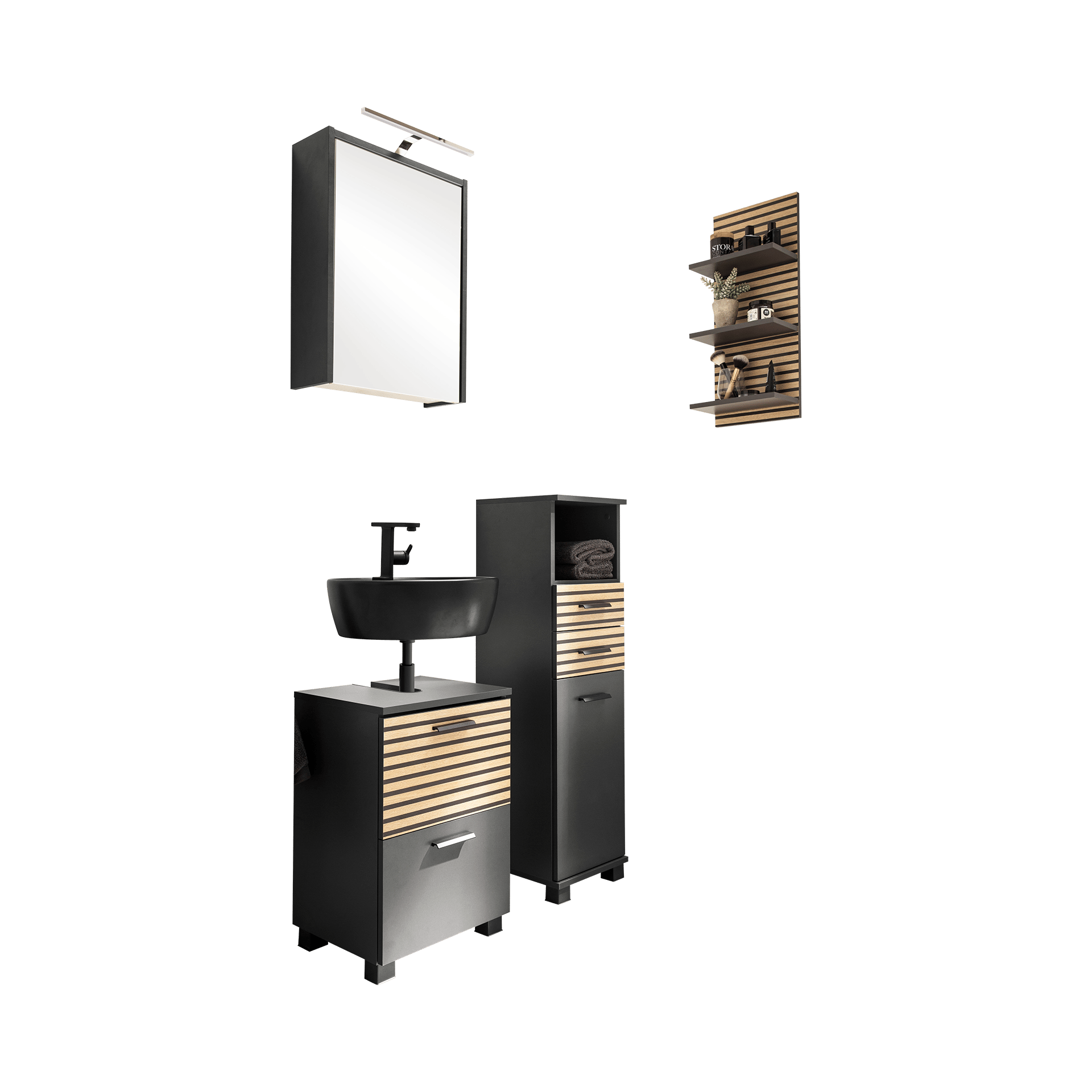 Spiegelschrank KASPER Anthrazit 16*43.5*64