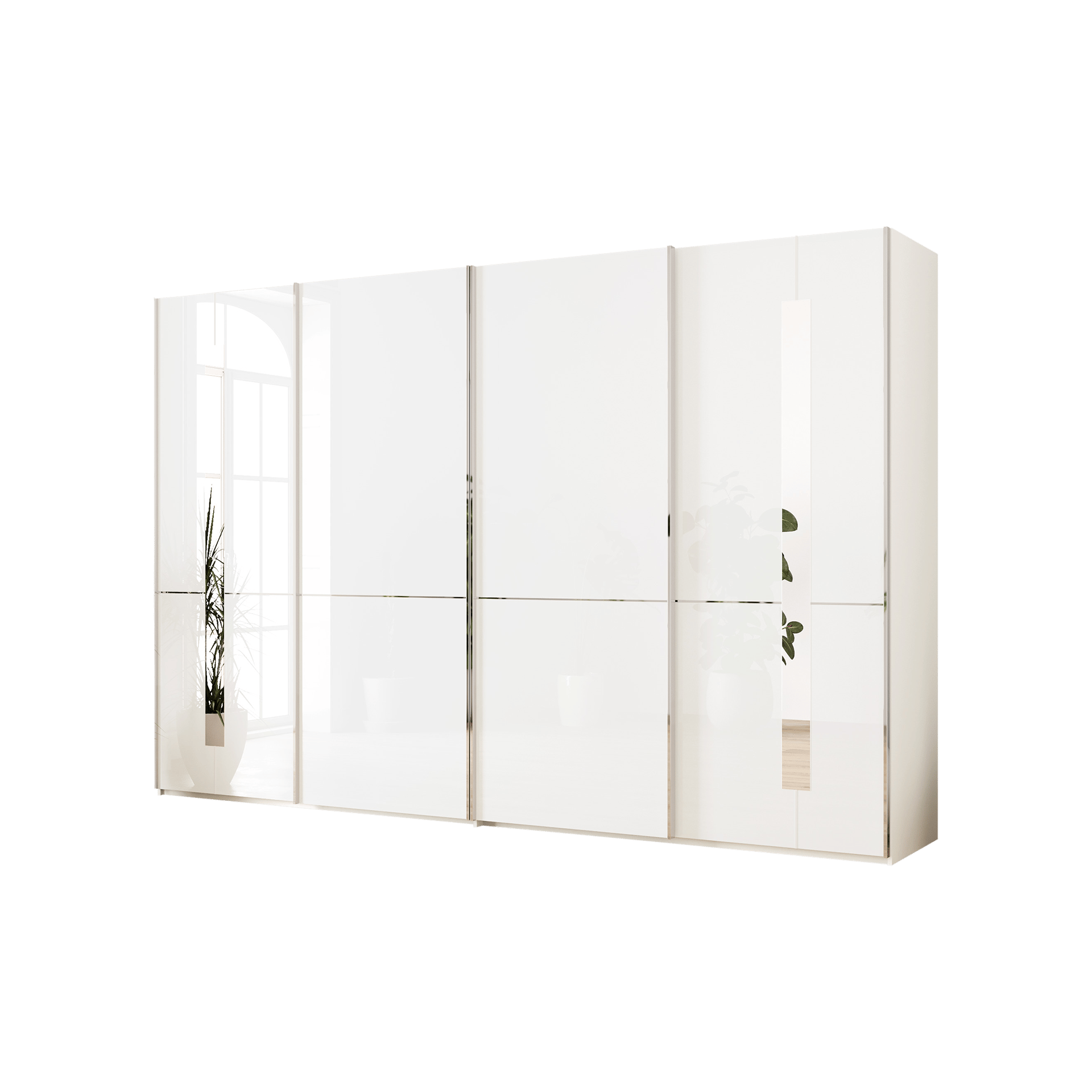 Musterring Schwebetürenschrank Imola Absetzung Chromfarben, Front Glas Weiß, Korpus Weiß Musterring Schwebetürenschrank Imola Absetzung Chromfarben, Front Glas Weiß, Korpus Weiß